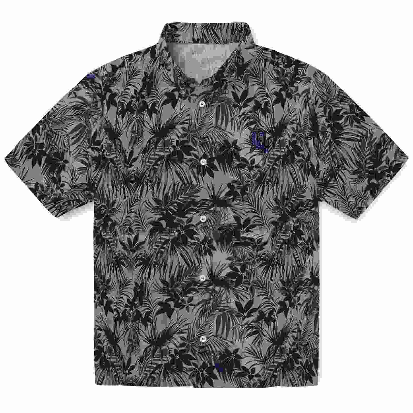 Detroit Tigers Leafy Pattern Navy Hawaiian Shirt