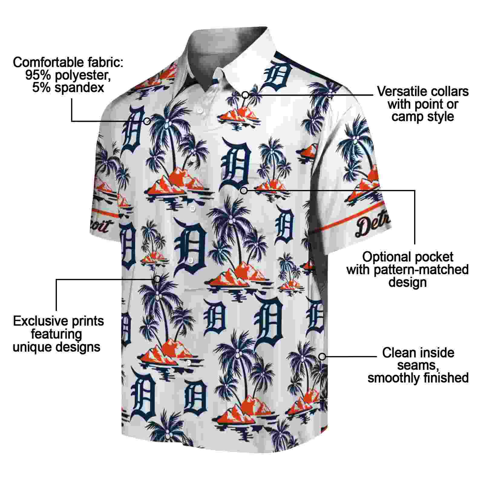 detroit tigers palm island print navy white hawaiian shirt new arrival