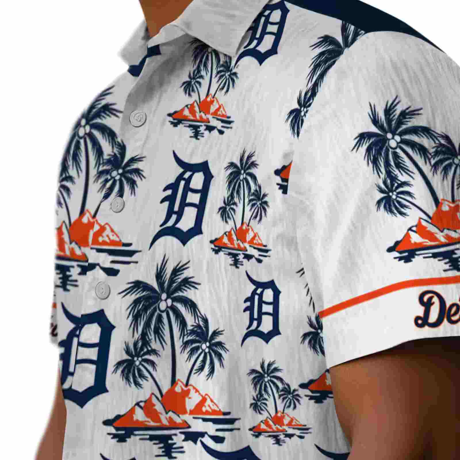 detroit tigers palm island print navy white hawaiian shirt trendy