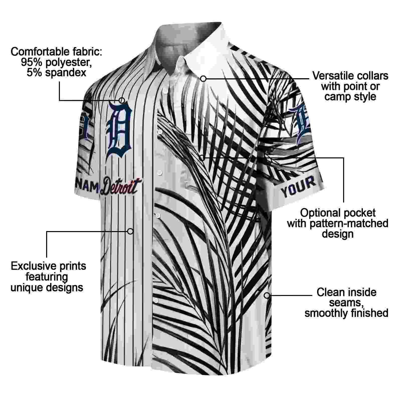 detroit tigers palm stripes navy black white hawaiian shirt new arrival