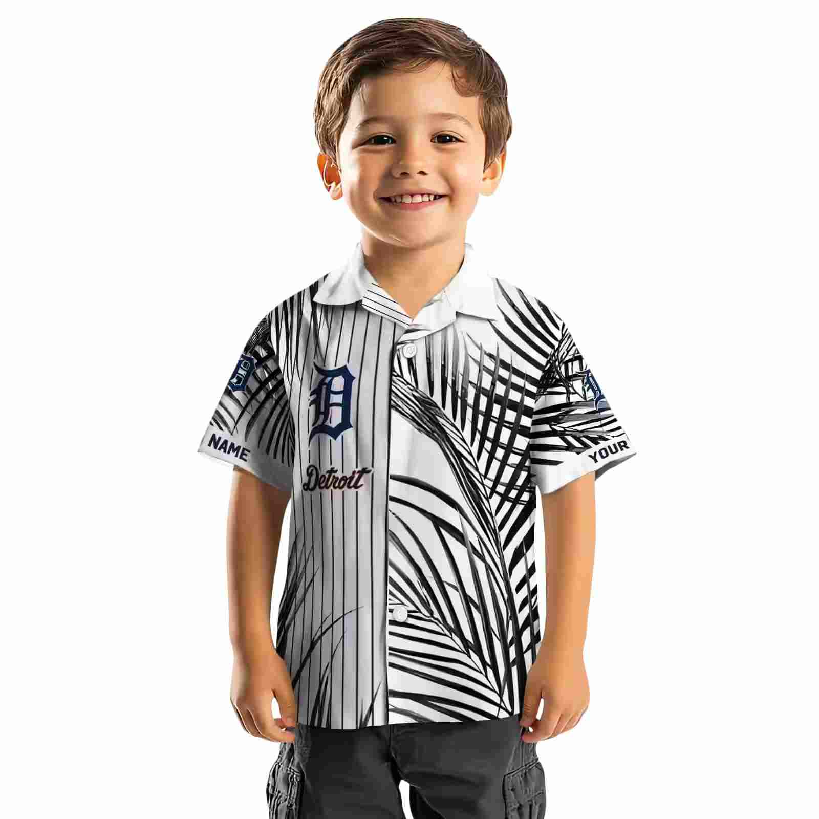 detroit tigers palm stripes navy black white hawaiian shirt top rated