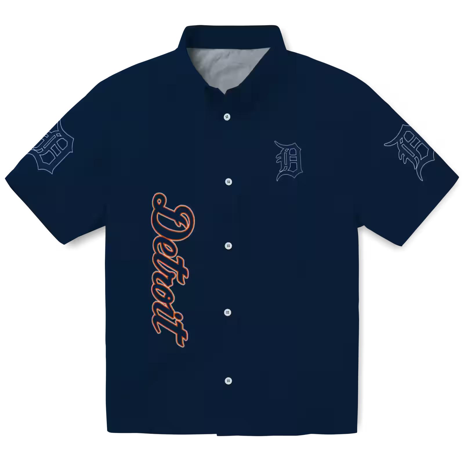 Detroit Tigers Stuart Minion Navy Hawaiian Shirt