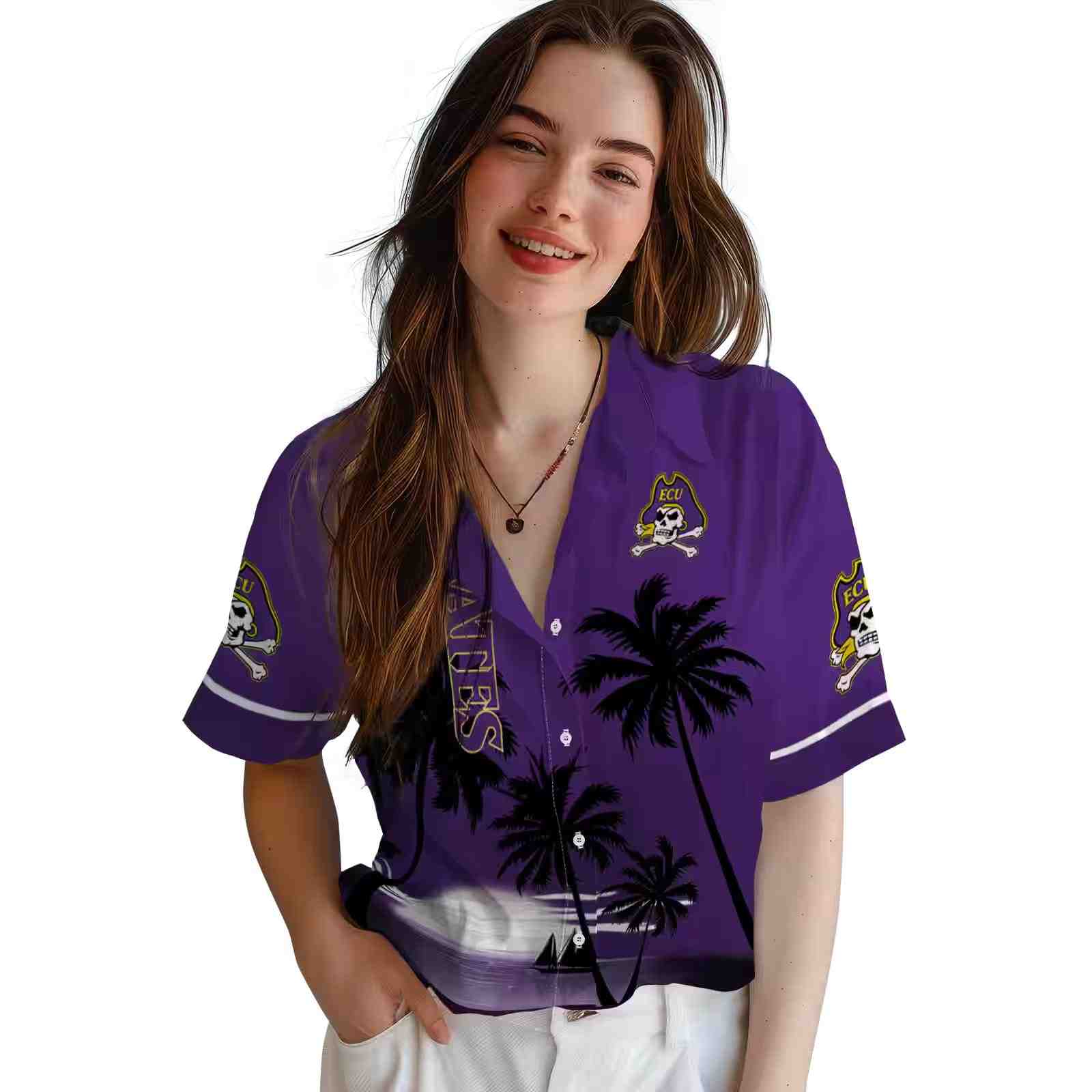 east carolina pirates beach sunset purple black hawaiian shirt latest model