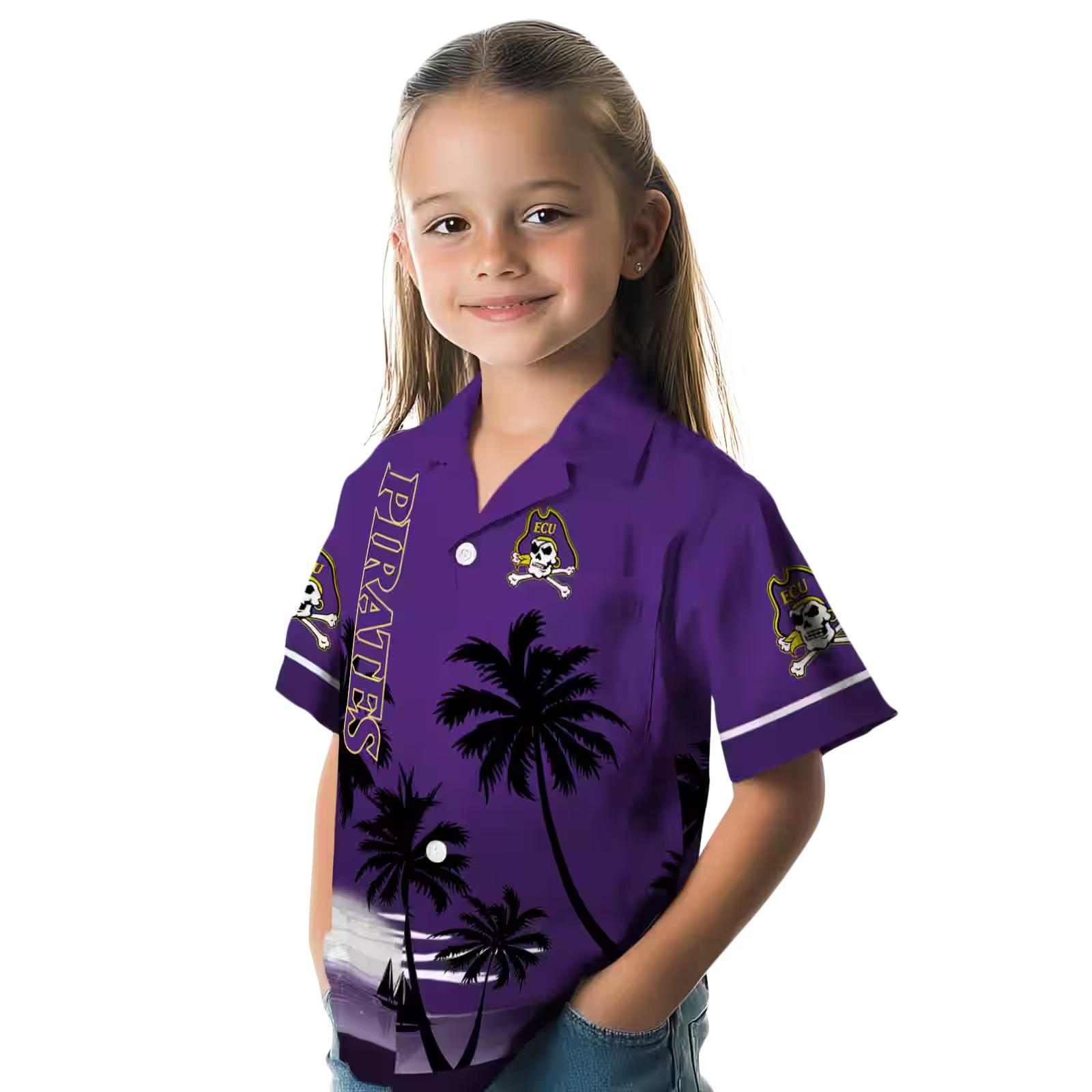 east carolina pirates beach sunset purple black hawaiian shirt premium grade