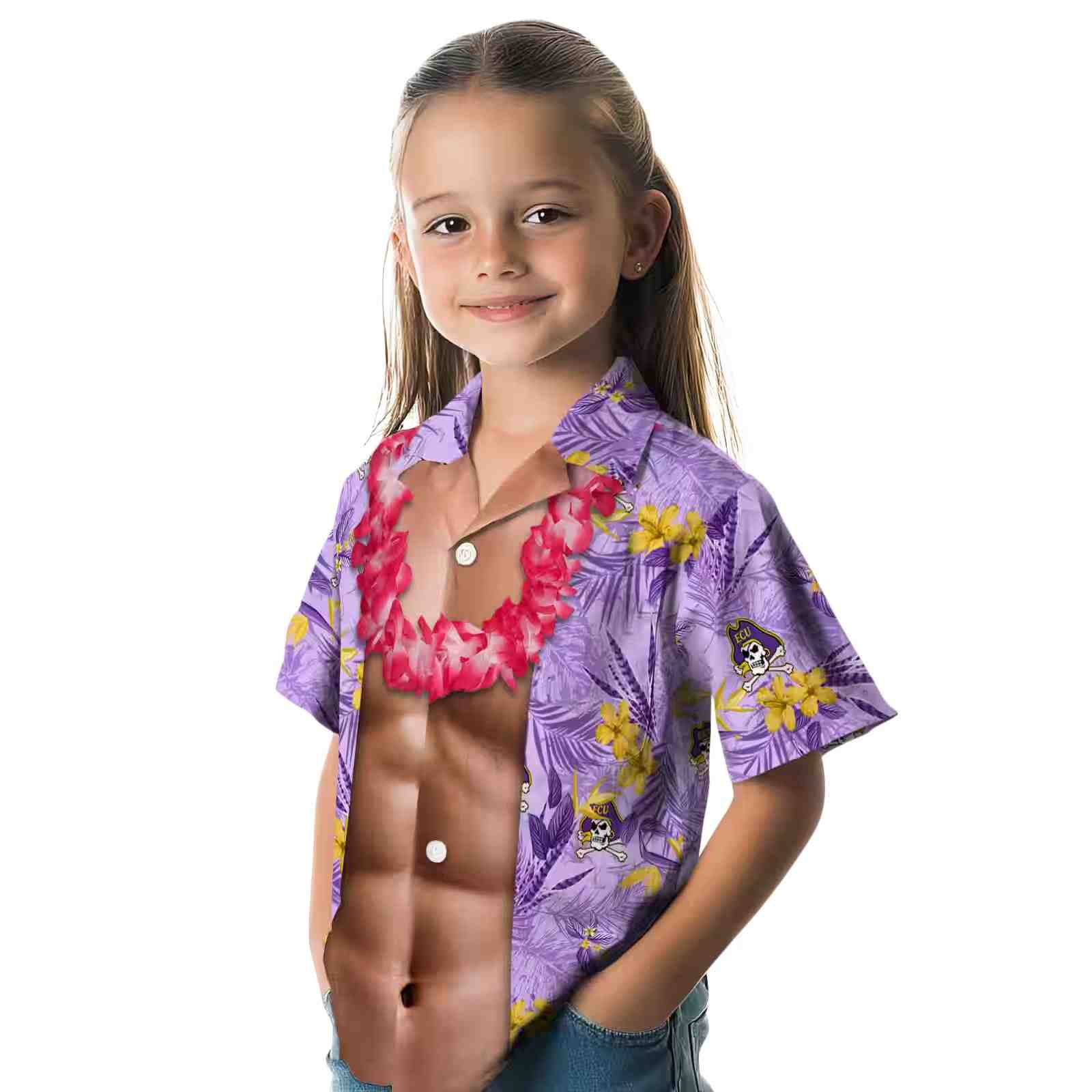 east carolina pirates chest illusion purple hawaiian shirt premium grade