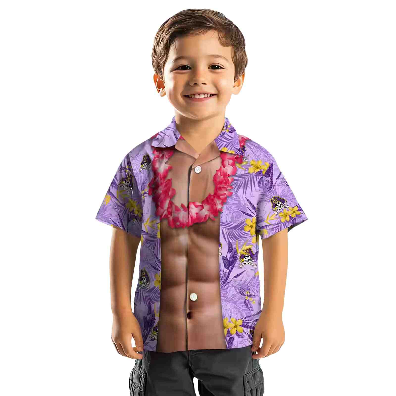 east carolina pirates chest illusion purple hawaiian shirt top rated