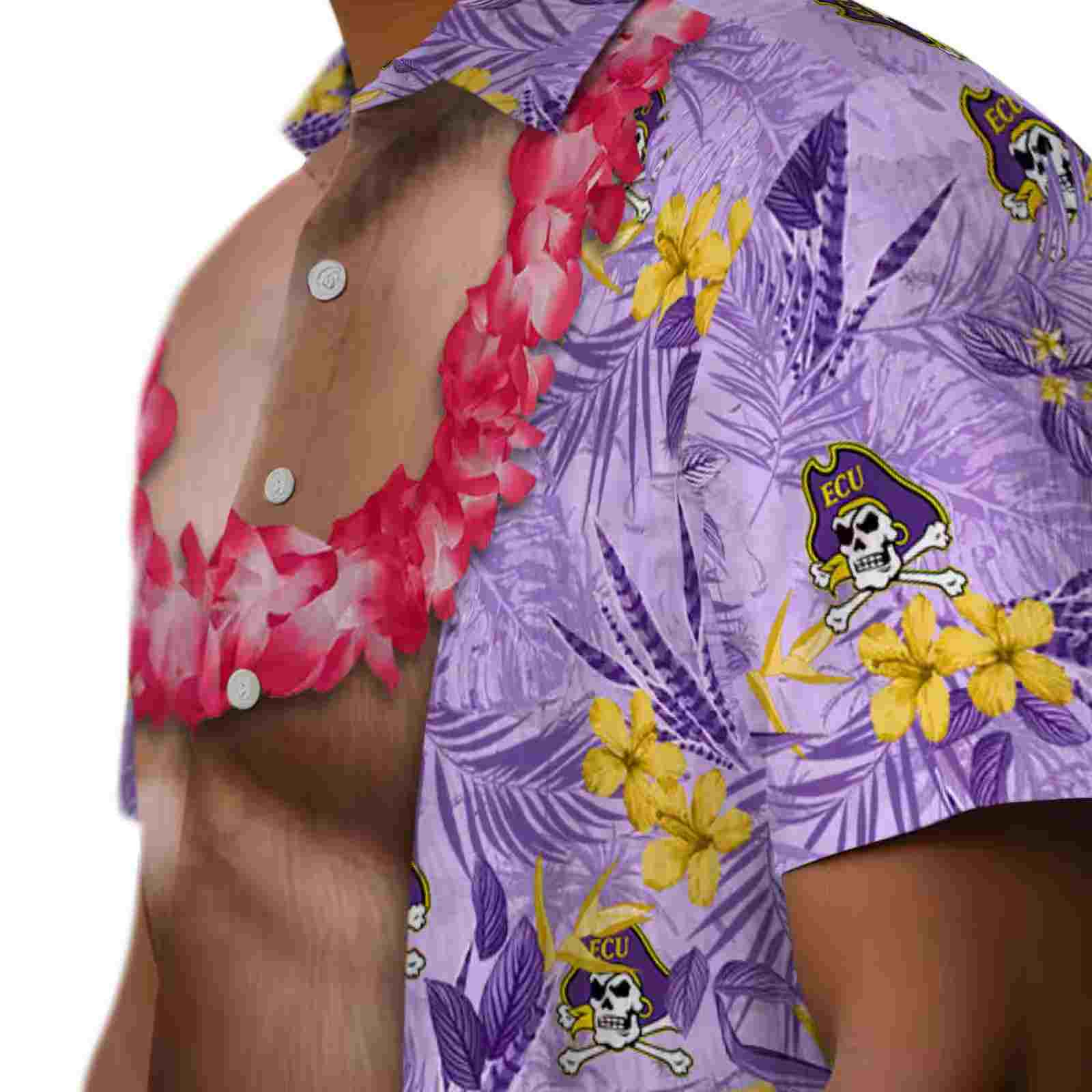 east carolina pirates chest illusion purple hawaiian shirt trendy