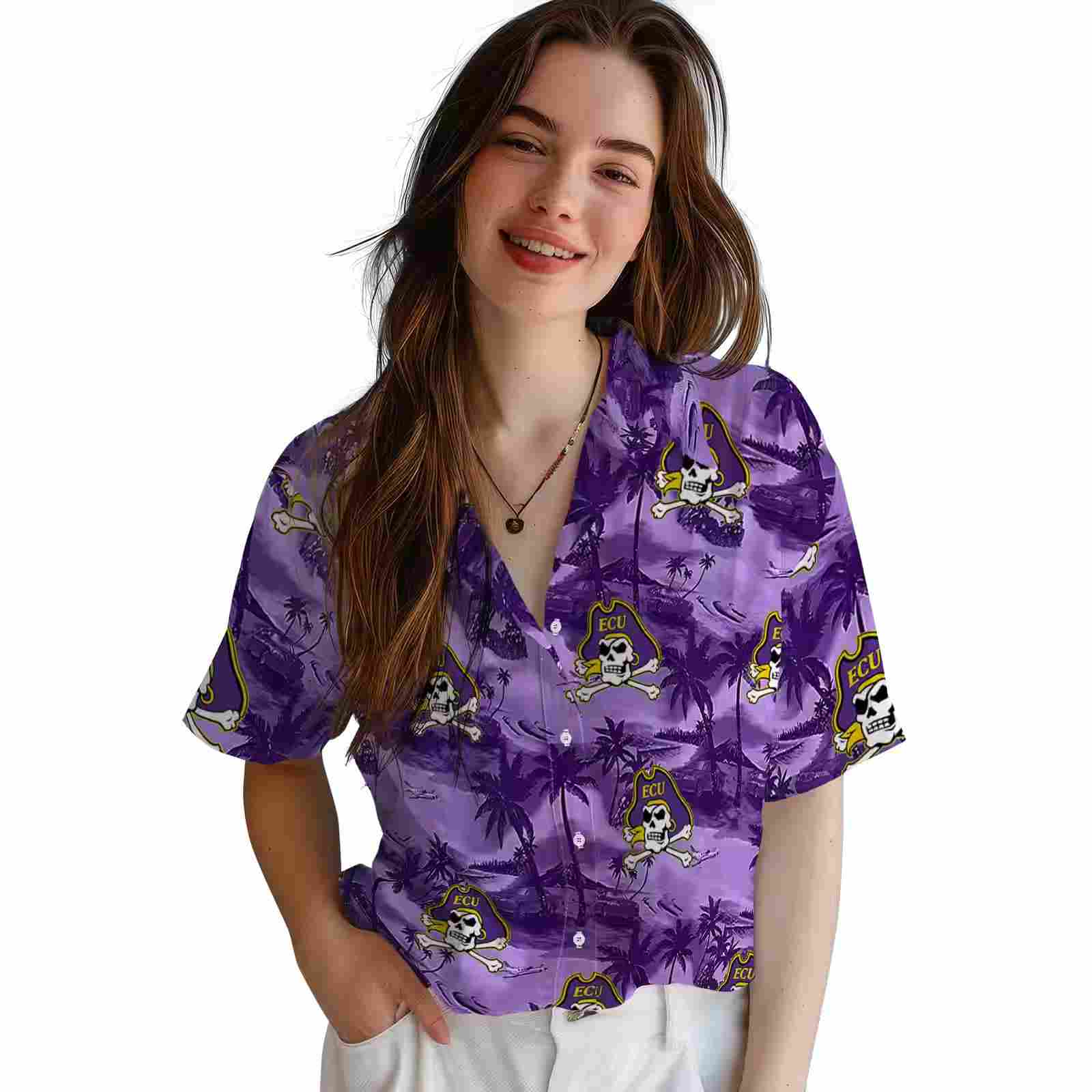 east carolina pirates coastal palms purple hawaiian shirt latest model