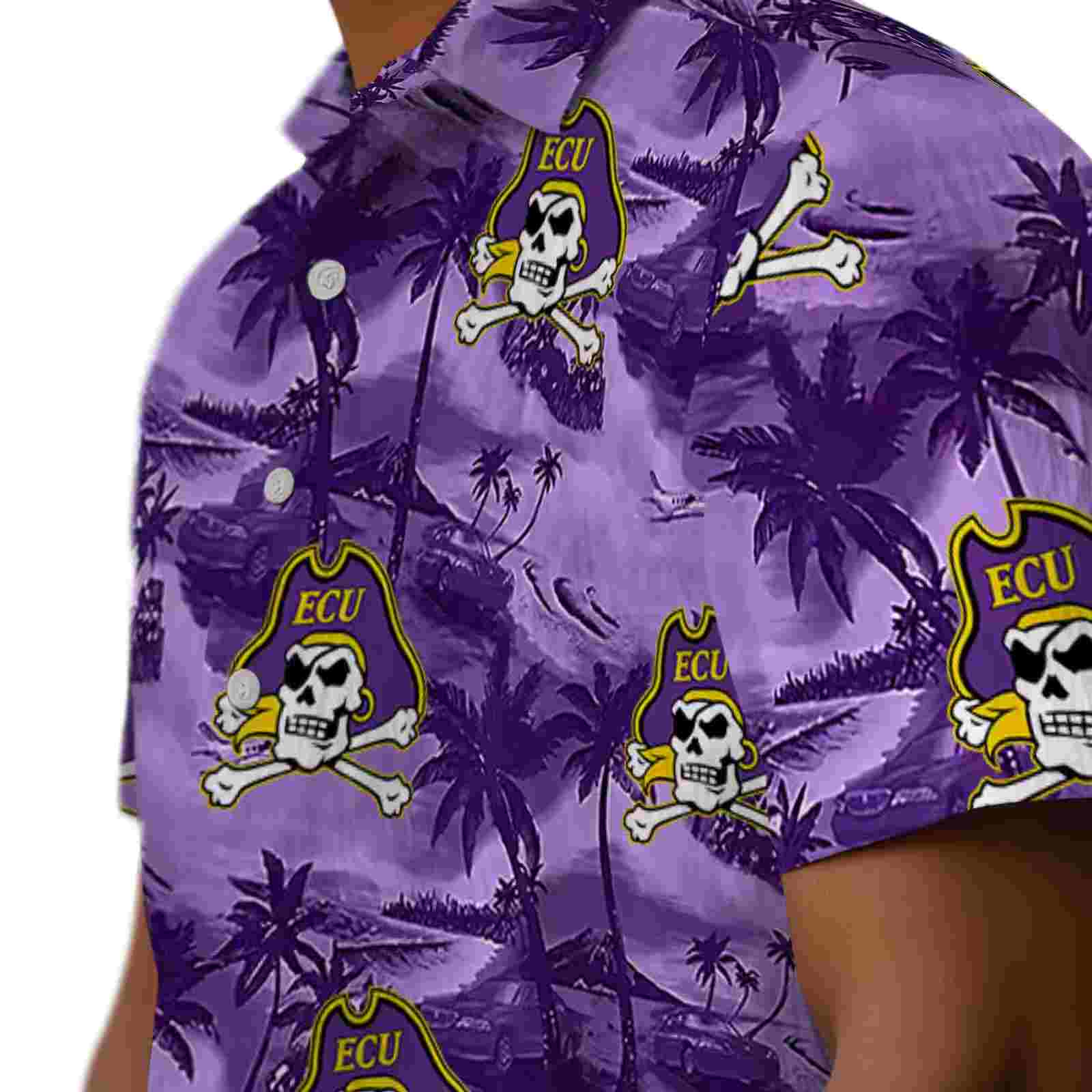 east carolina pirates coastal palms purple hawaiian shirt trendy