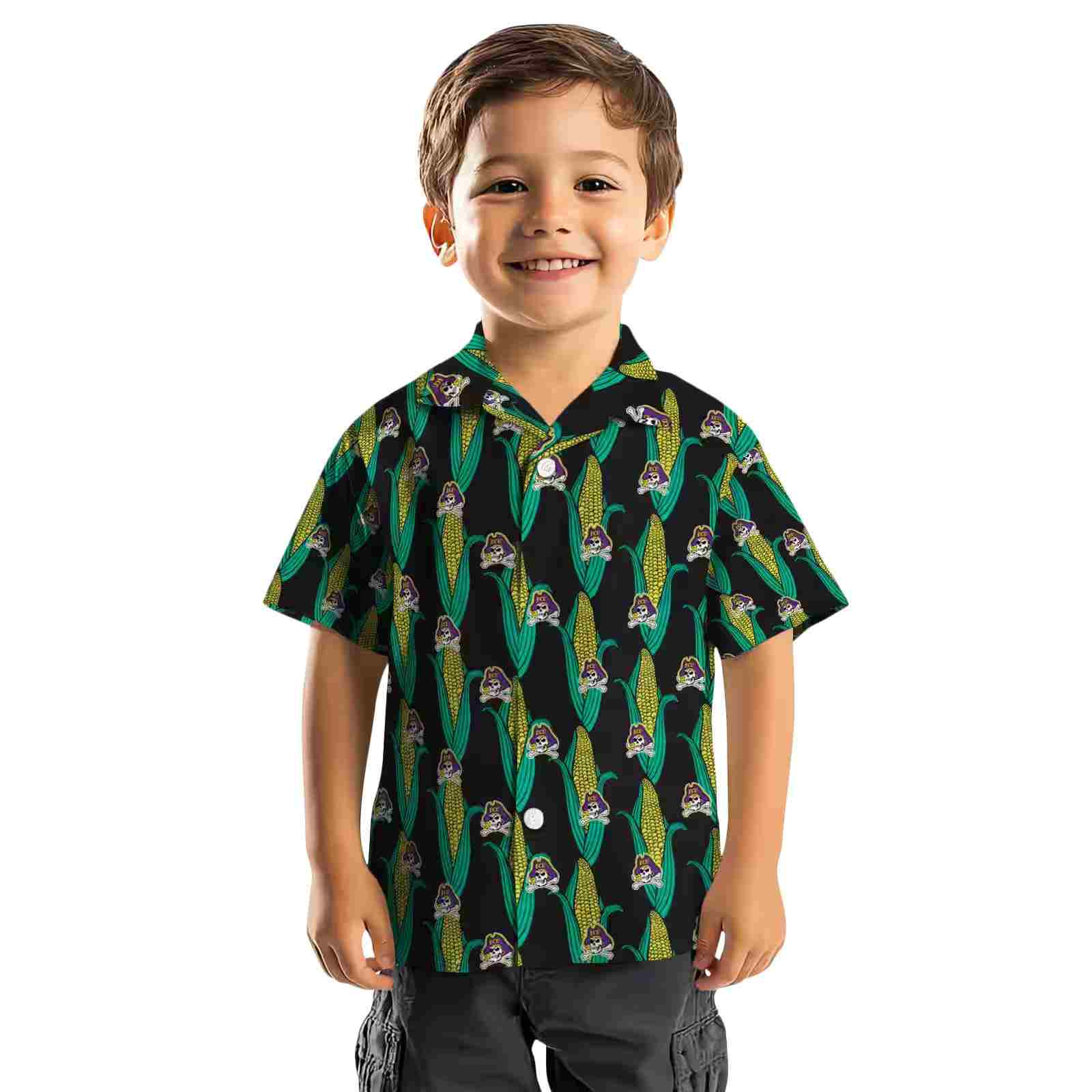 east carolina pirates corn motifs black green hawaiian shirt top rated