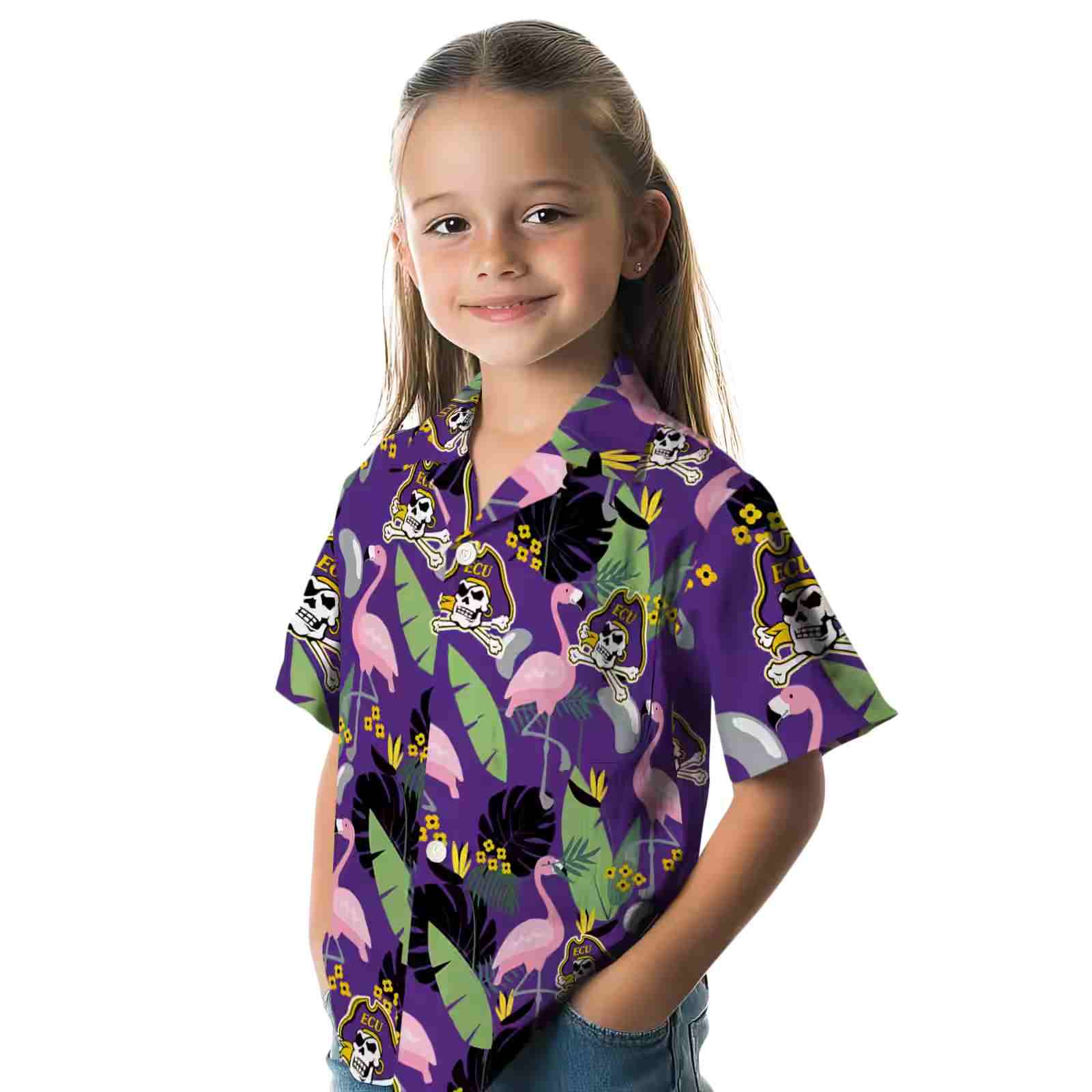 east carolina pirates flamingo leaves purple hawaiian shirt premium grade