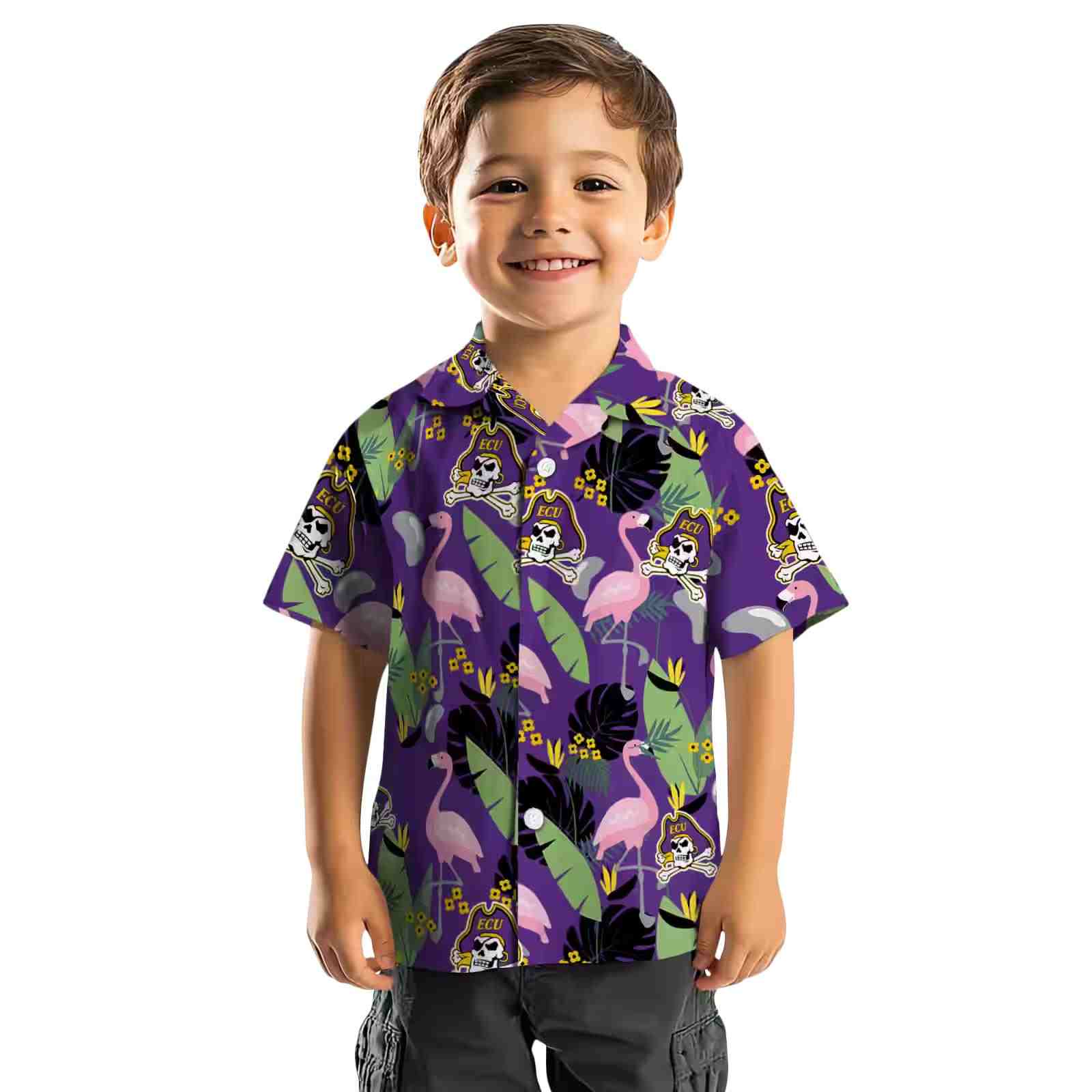 east carolina pirates flamingo leaves purple hawaiian shirt top rated