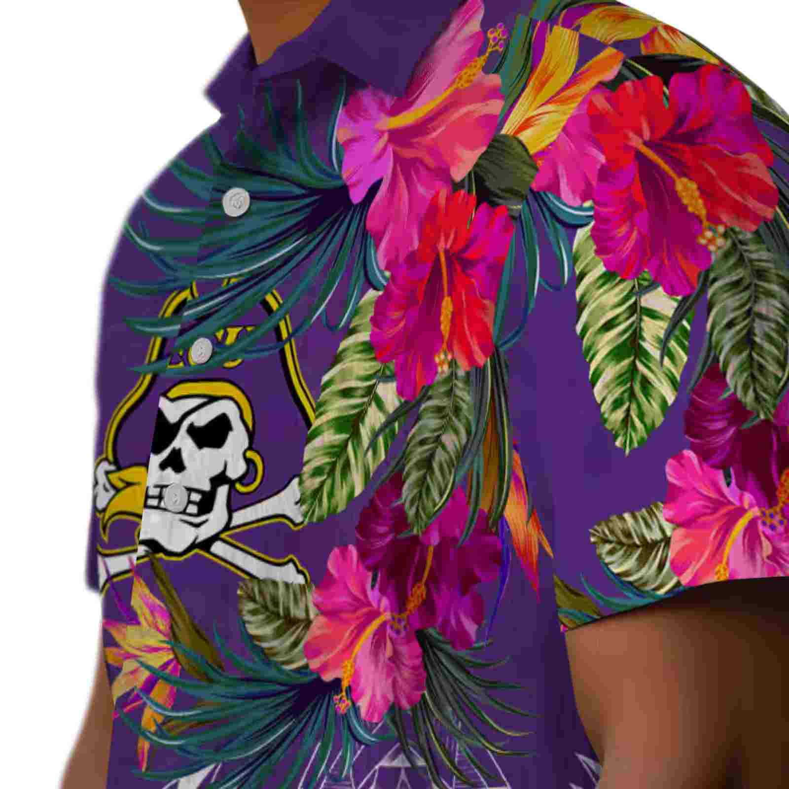 east carolina pirates floral polynesian purple hawaiian shirt trendy