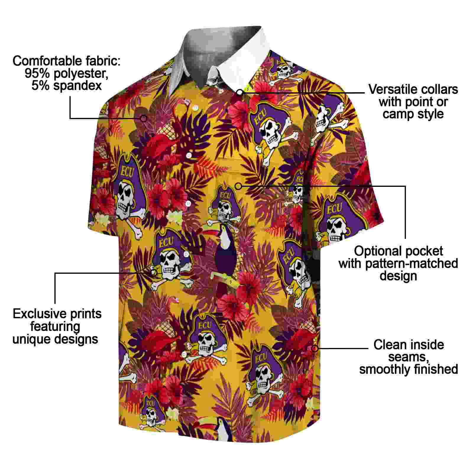 east carolina pirates floral toucan purple red hawaiian shirt new arrival