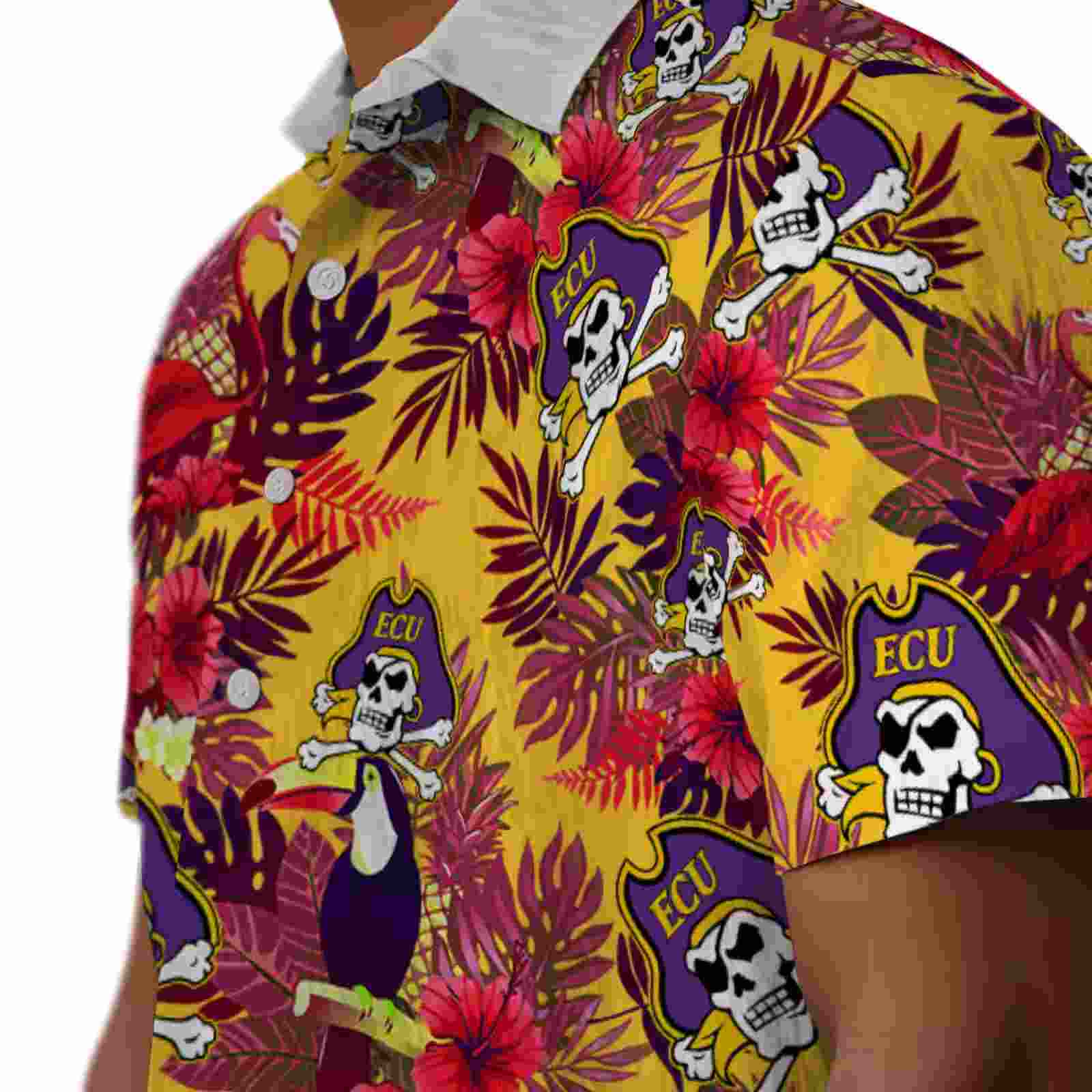 east carolina pirates floral toucan purple red hawaiian shirt trendy