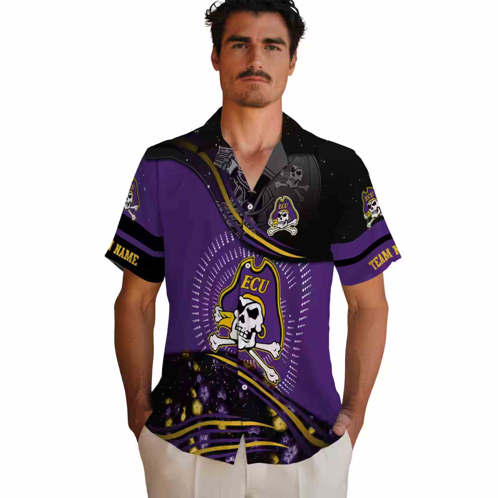 east carolina pirates football wave purple black hawaiian shirt fashion forward