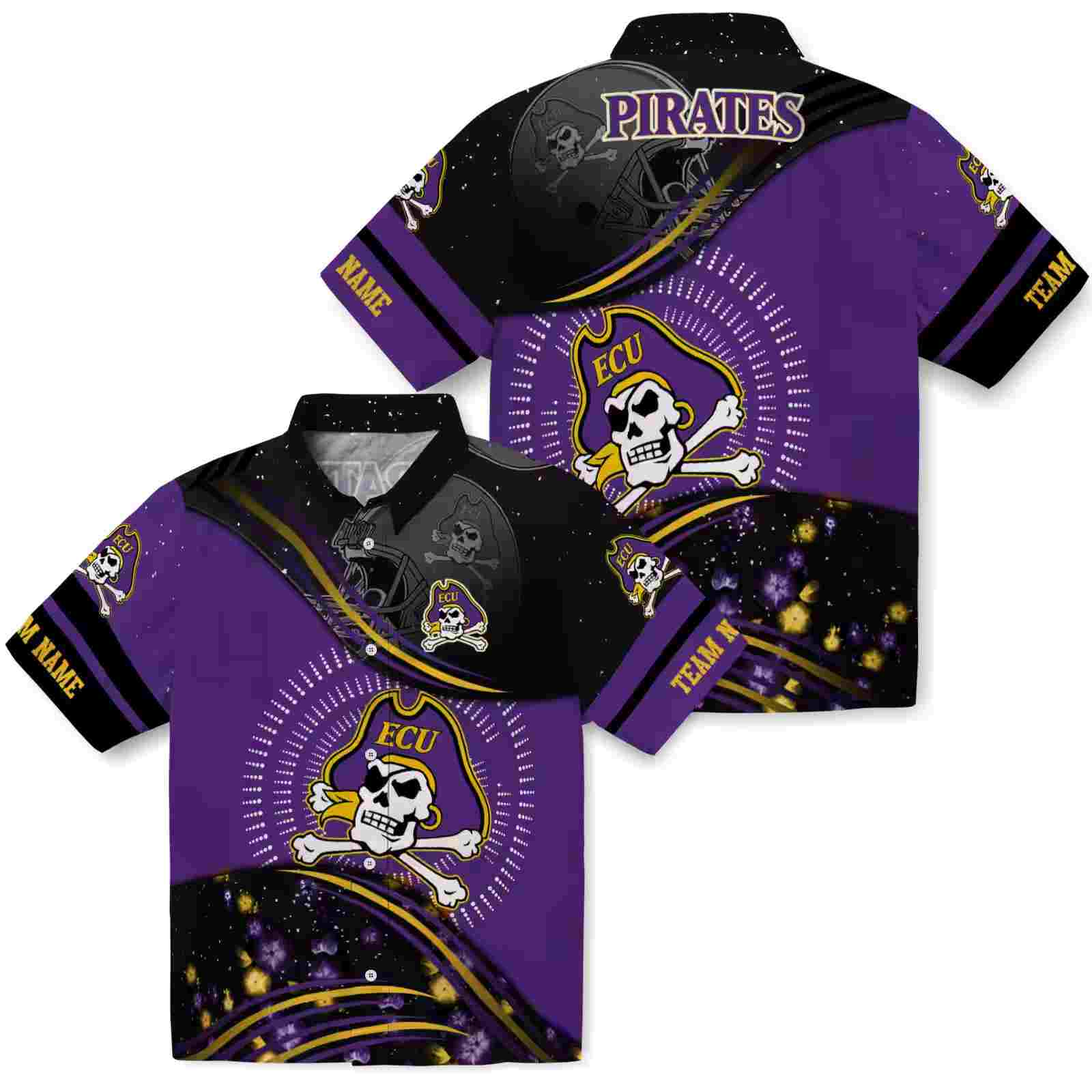 east carolina pirates football wave purple black hawaiian shirt high quality