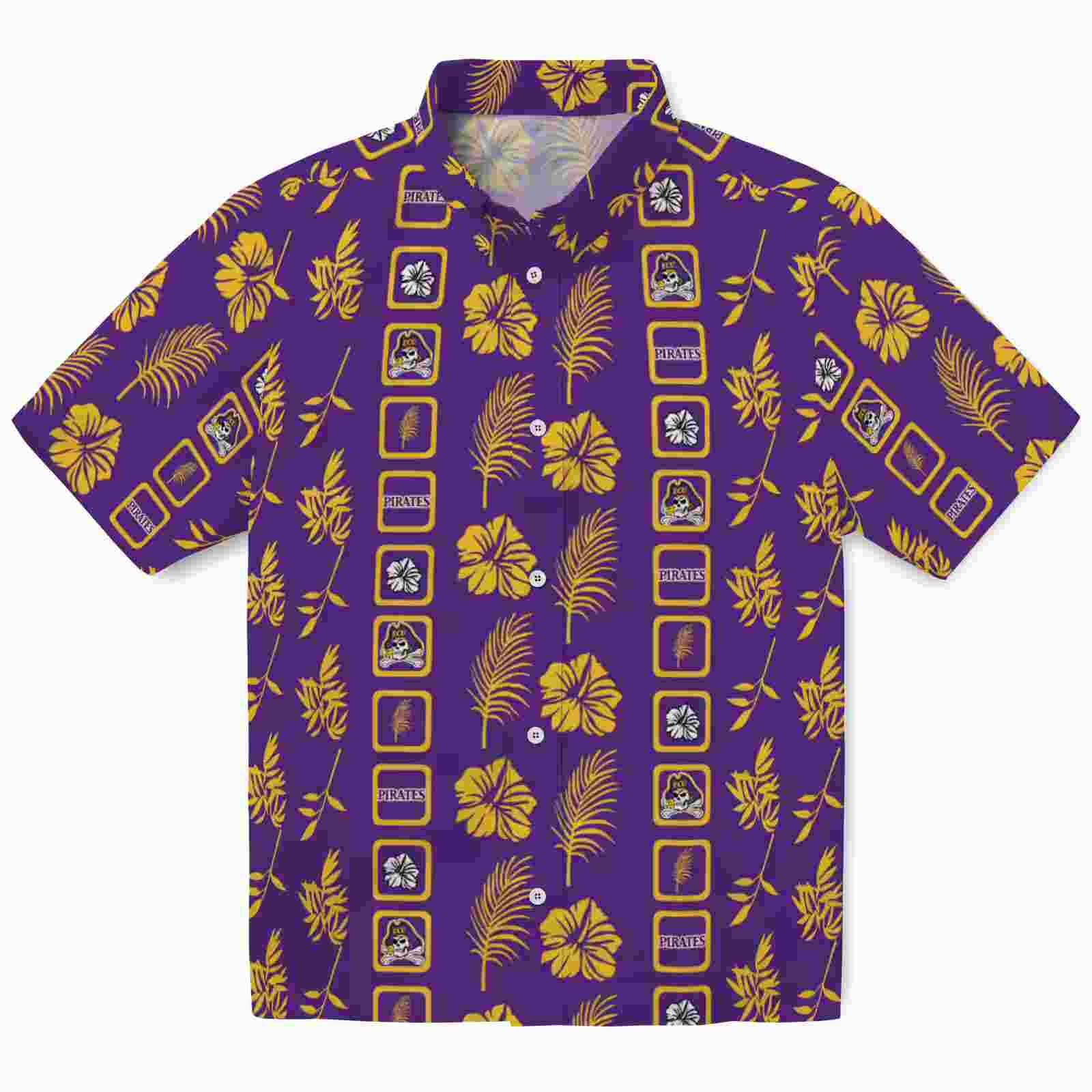 East Carolina Pirates Framed Floral Purple Hawaiian Shirt