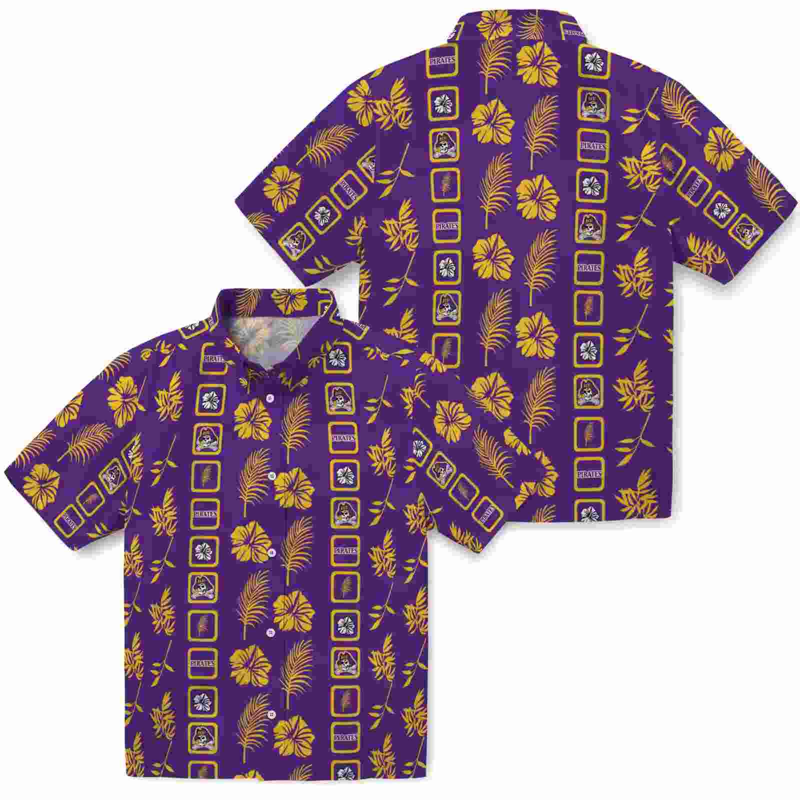 east carolina pirates framed floral purple hawaiian shirt high quality