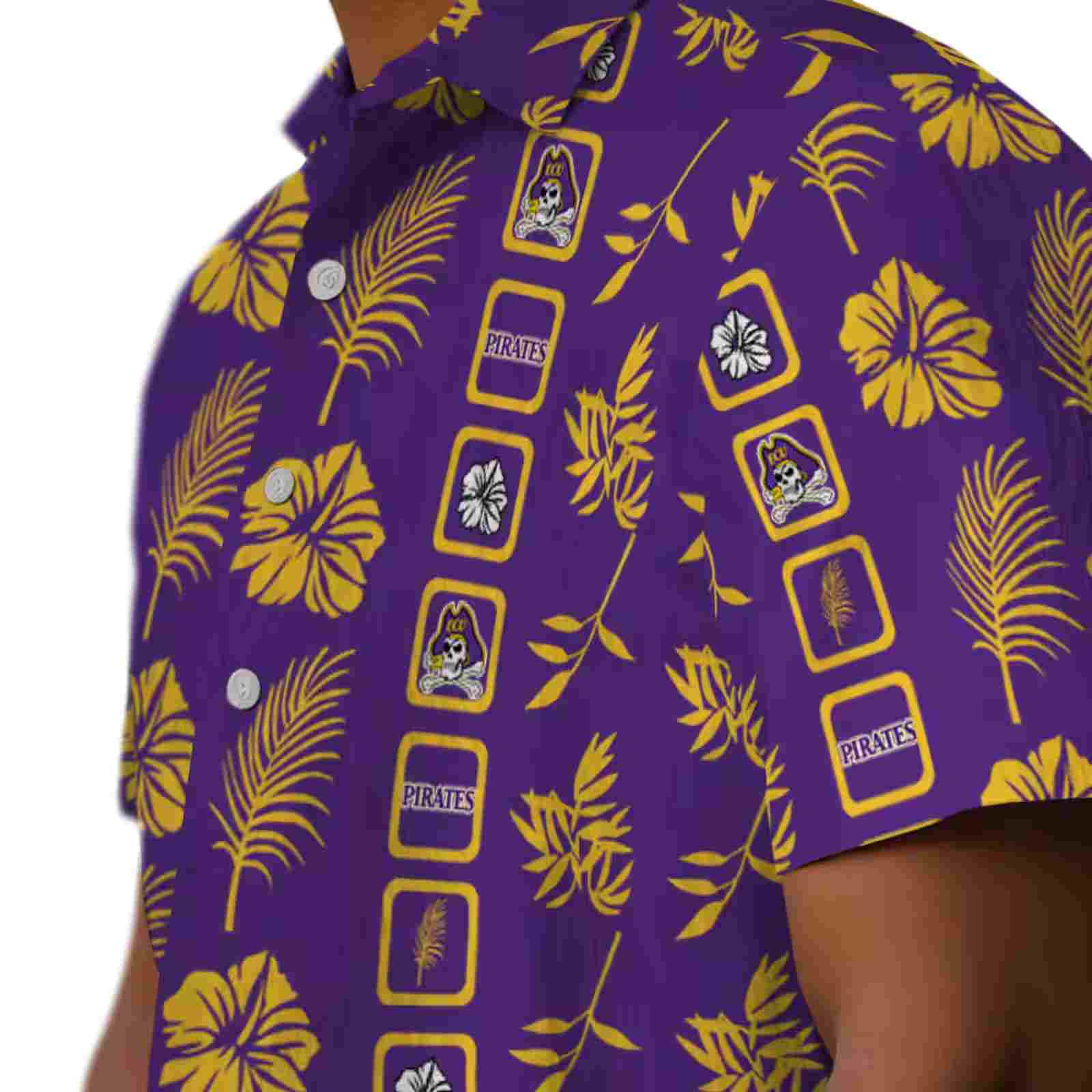 east carolina pirates framed floral purple hawaiian shirt trendy