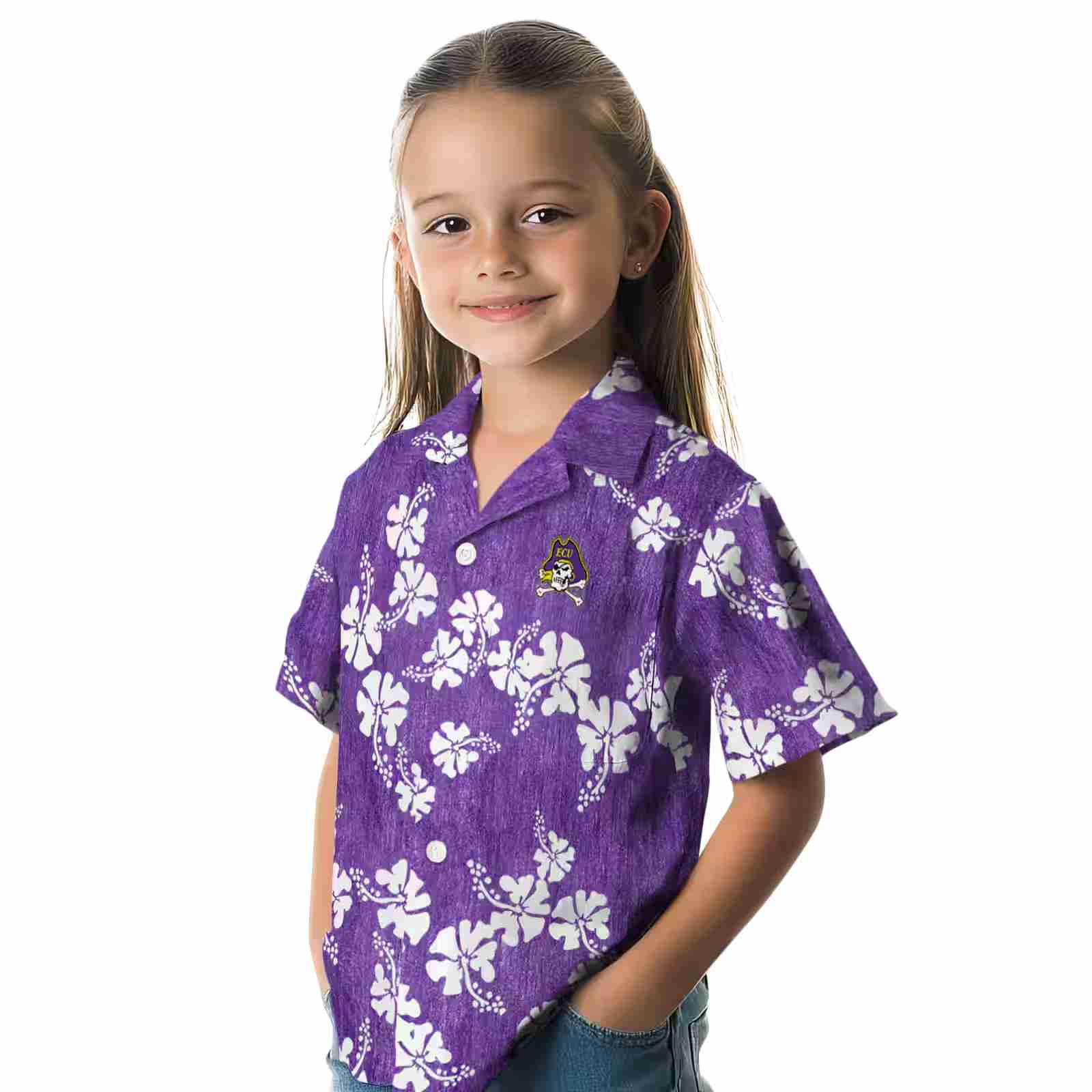 east carolina pirates hibiscus clusters purple hawaiian shirt premium grade