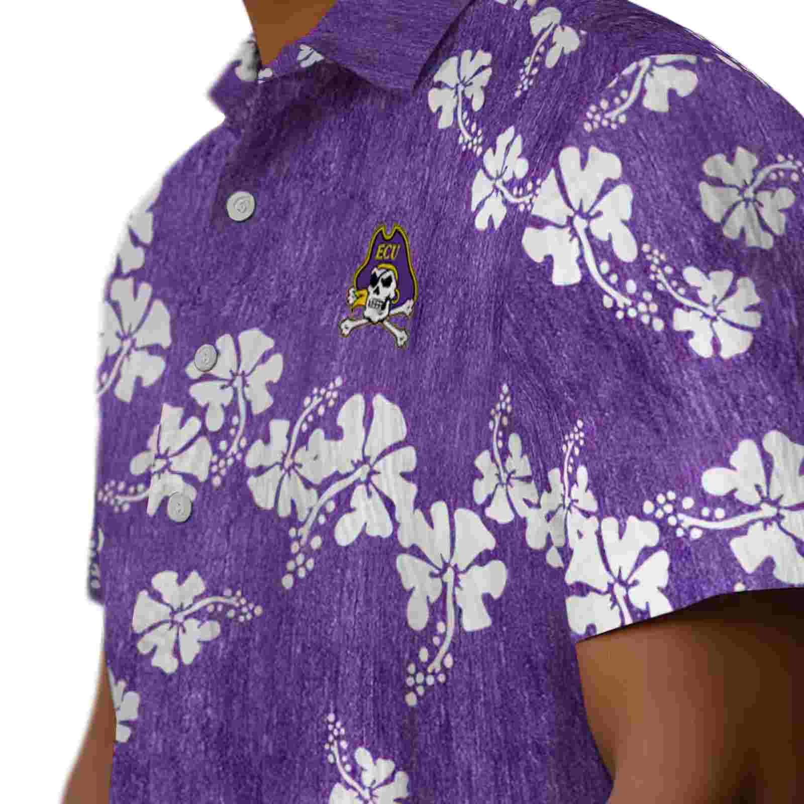 east carolina pirates hibiscus clusters purple hawaiian shirt trendy