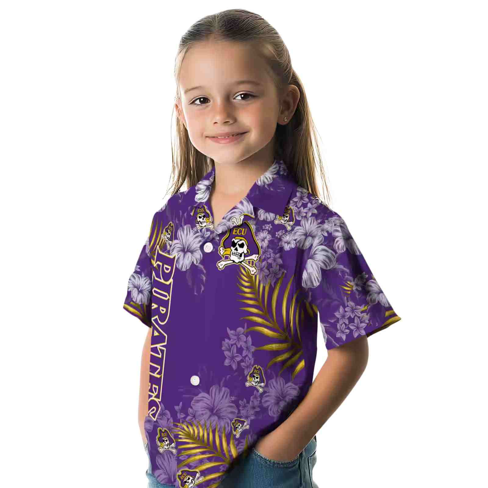 east carolina pirates hibiscus print purple hawaiian shirt premium grade