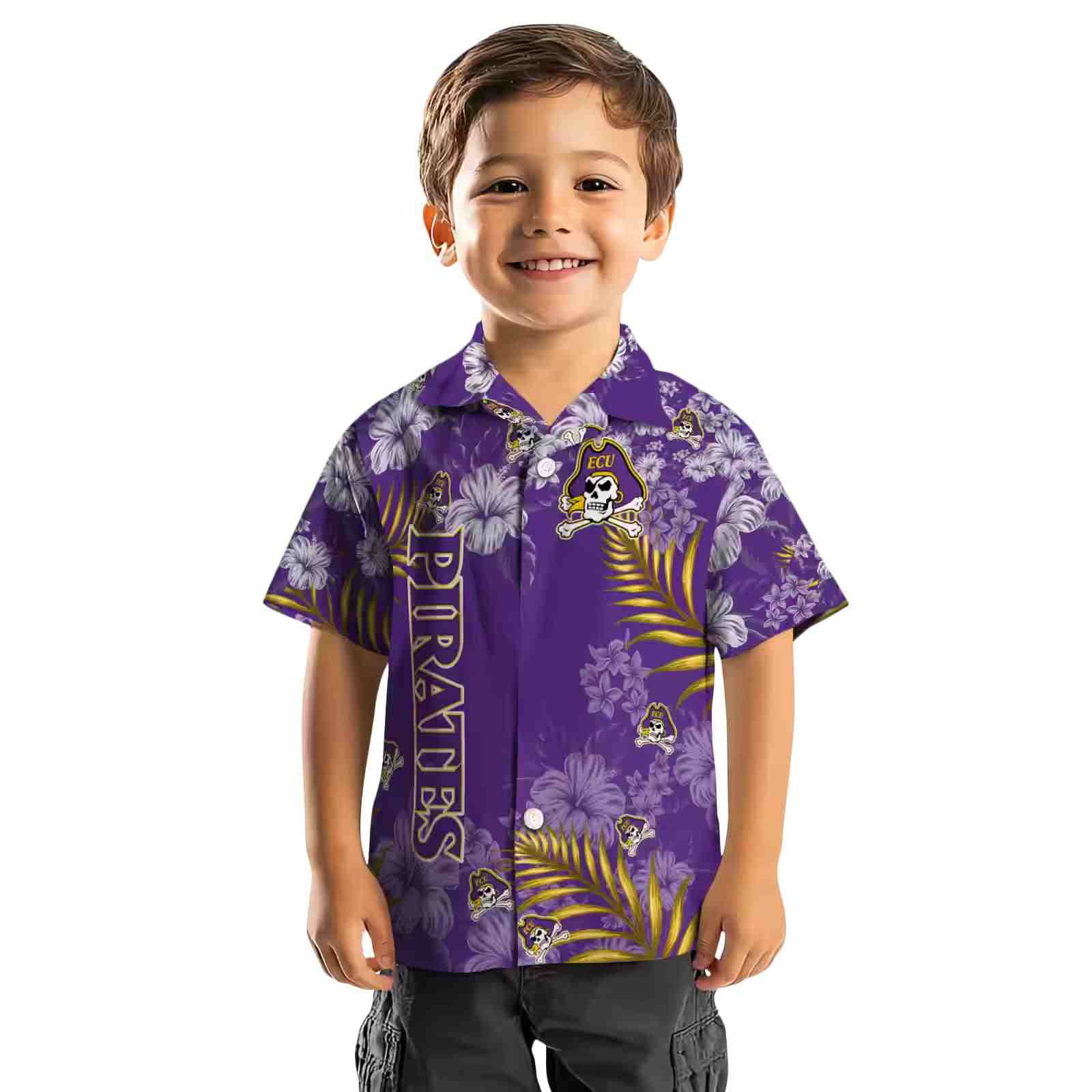 east carolina pirates hibiscus print purple hawaiian shirt top rated