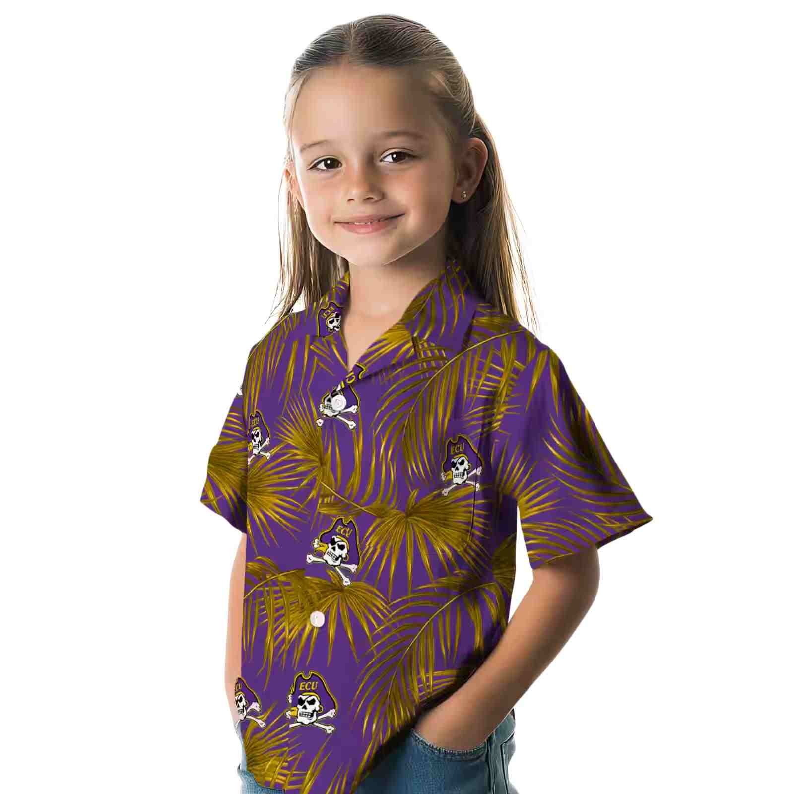 east carolina pirates leafy palms purple hawaiian shirt premium grade