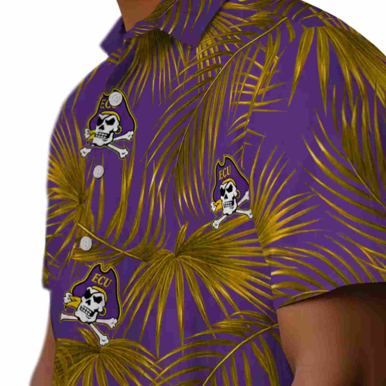 east carolina pirates leafy palms purple hawaiian shirt trendy