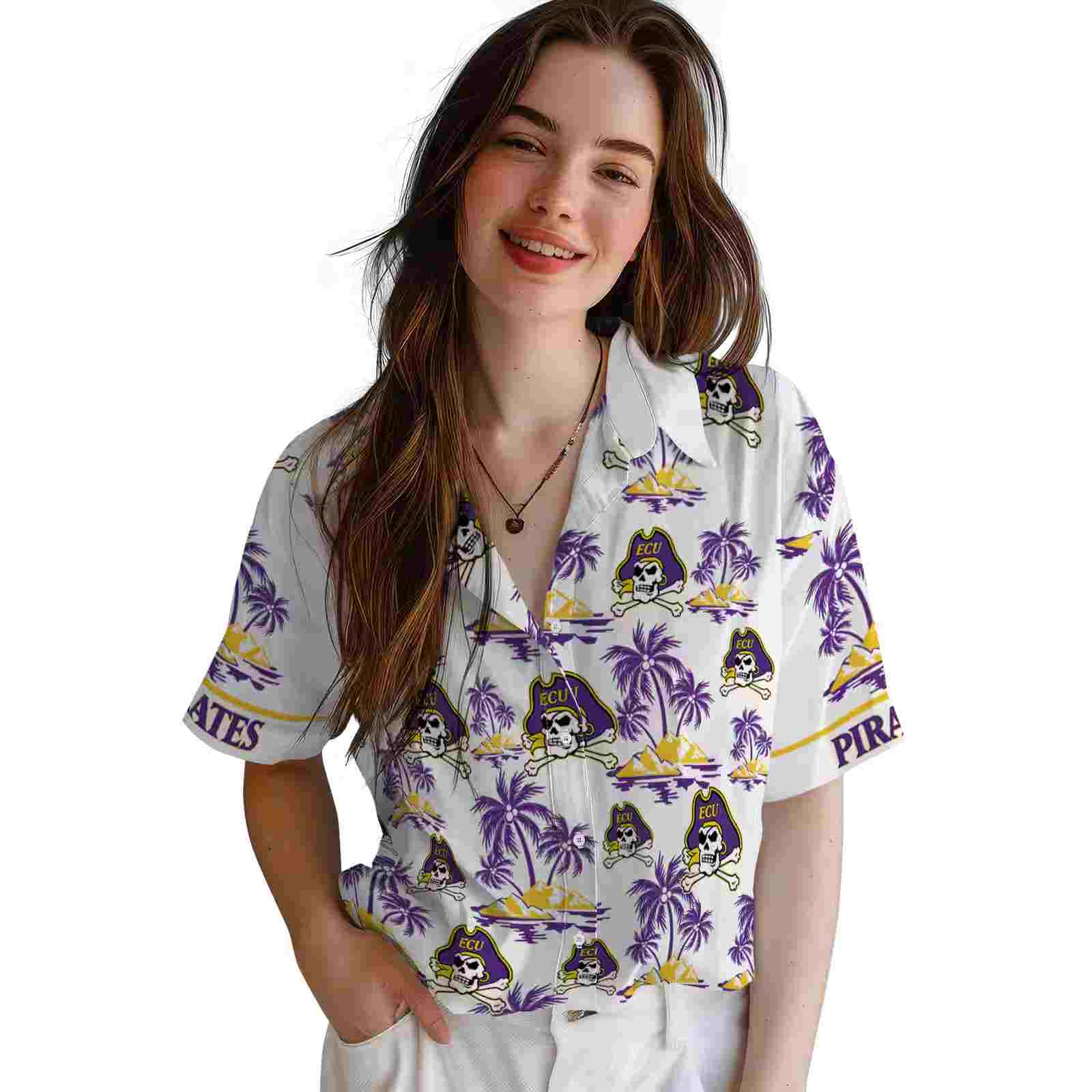 east carolina pirates palm island print purple white hawaiian shirt latest model