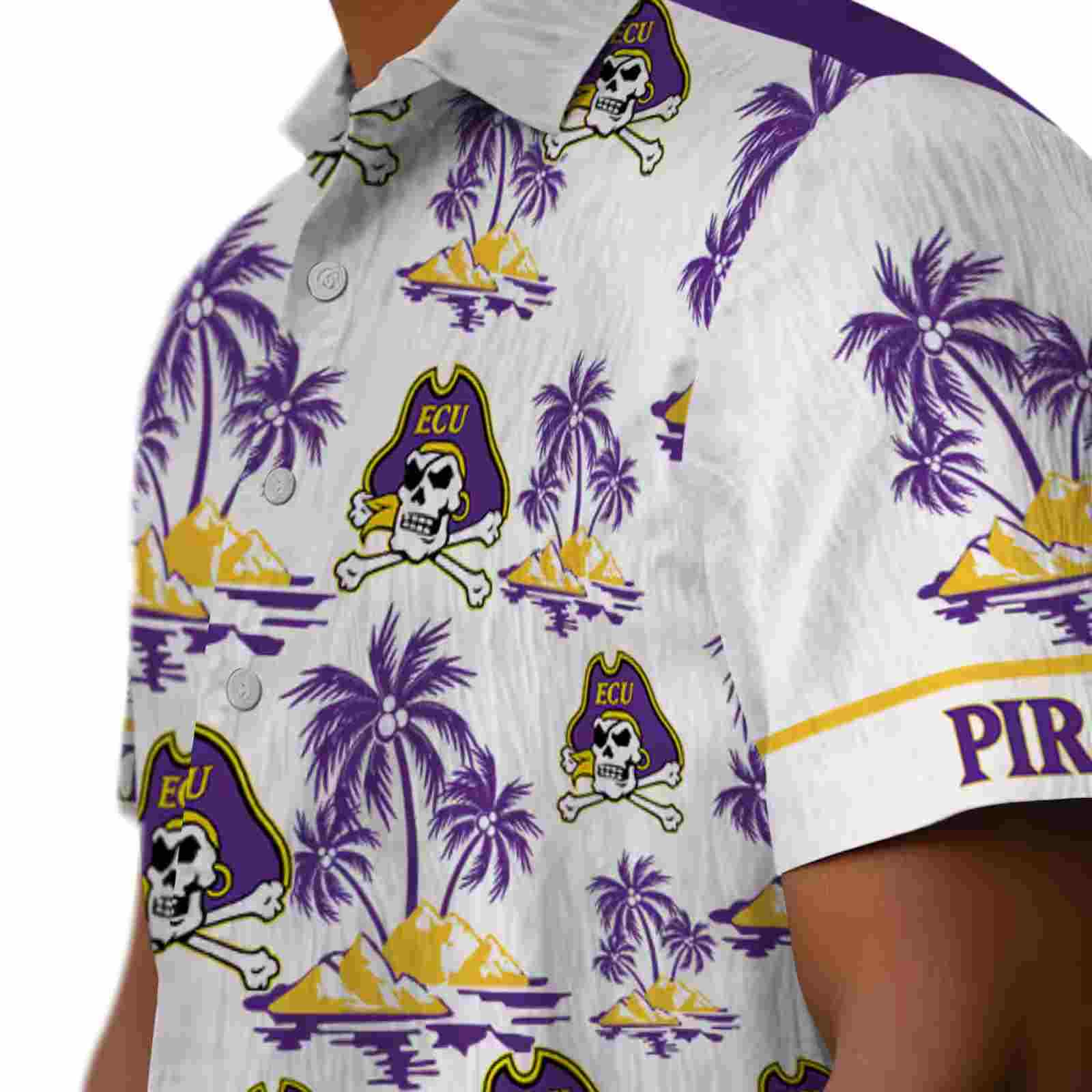 east carolina pirates palm island print purple white hawaiian shirt trendy