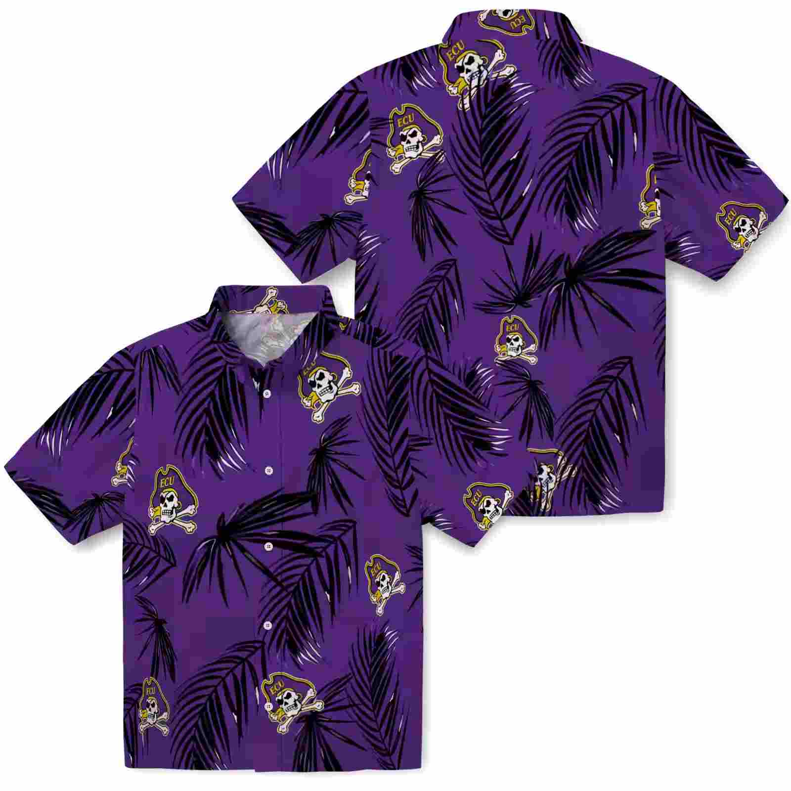 east carolina pirates palm leaf purple hawaiian shirt high quality