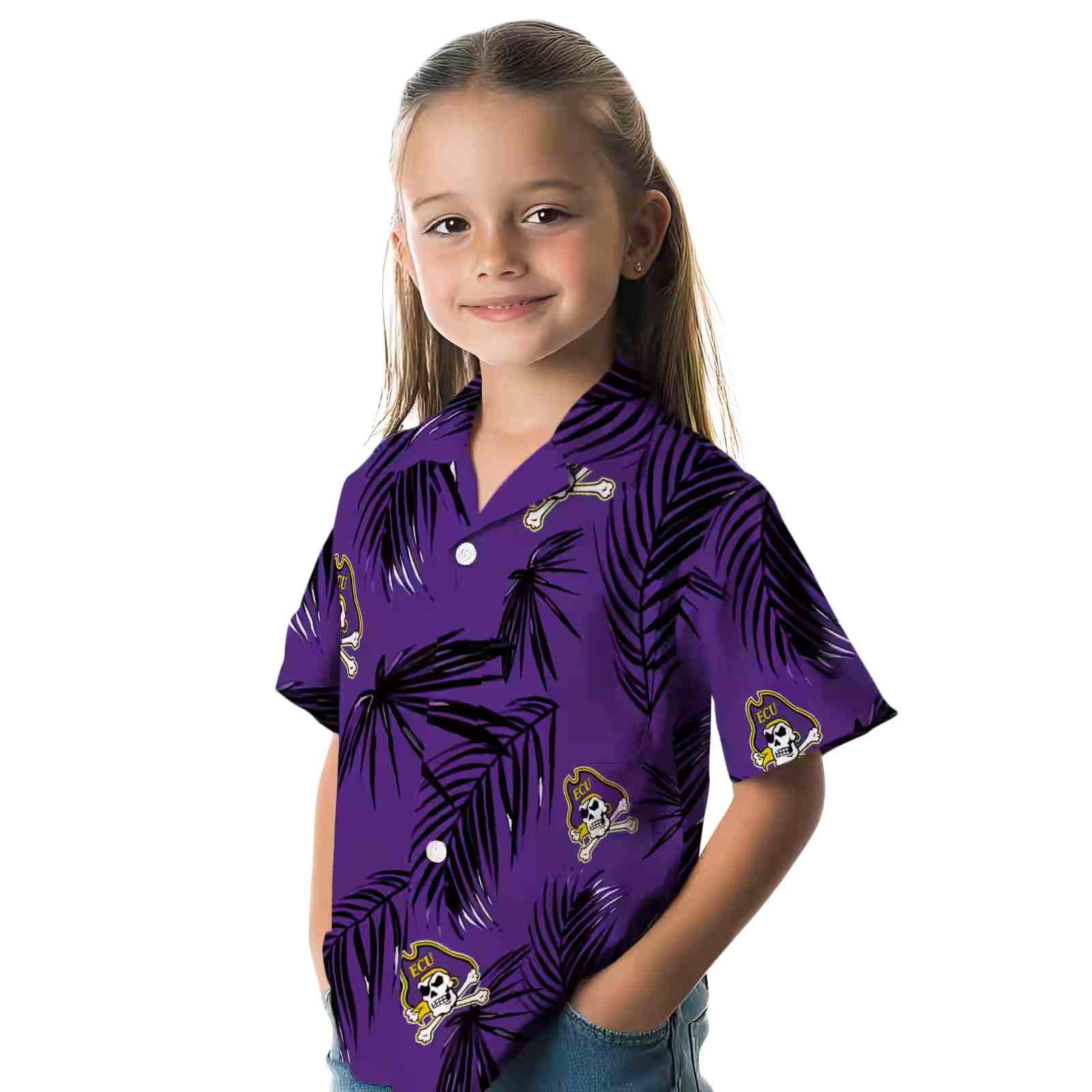 east carolina pirates palm leaf purple hawaiian shirt premium grade