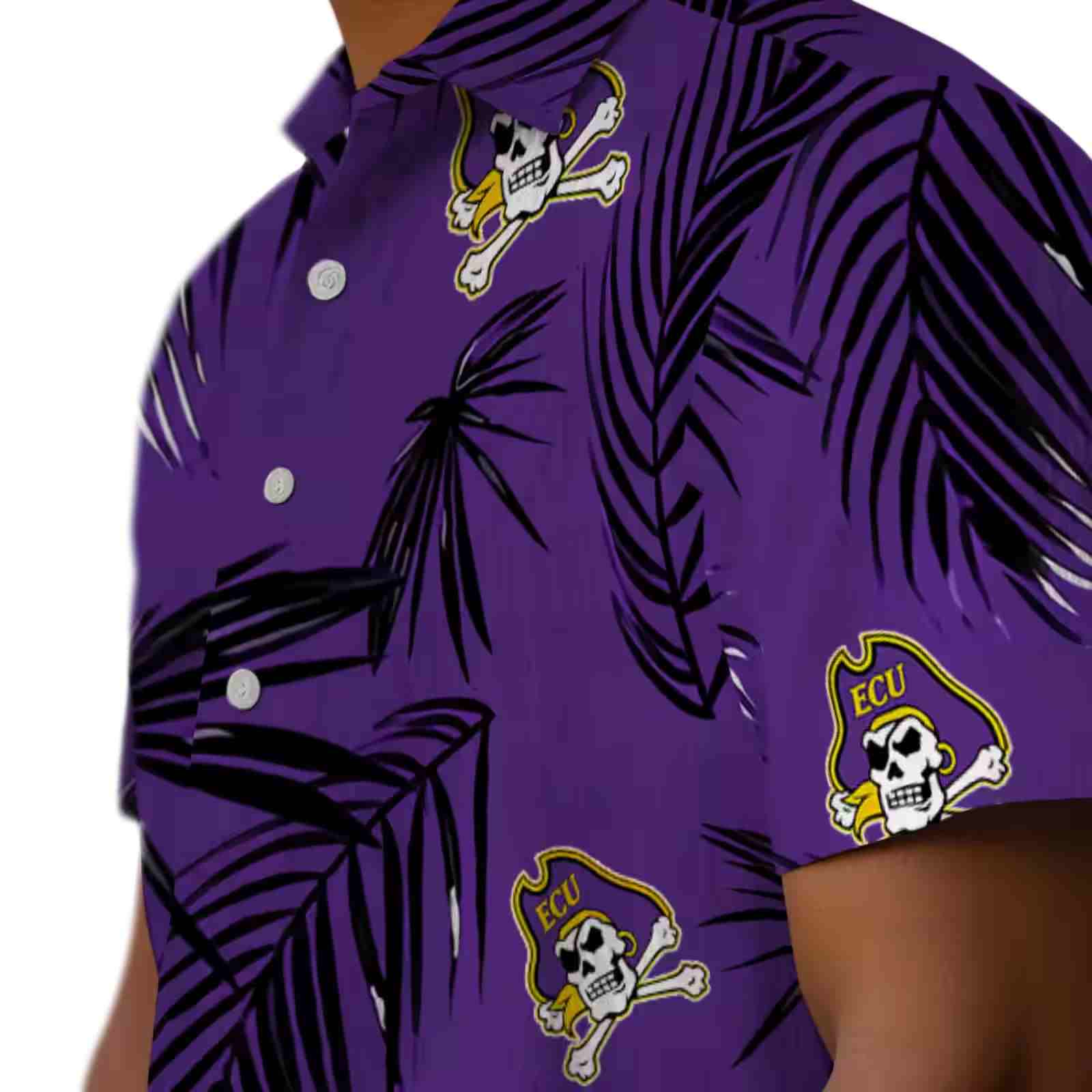 east carolina pirates palm leaf purple hawaiian shirt trendy