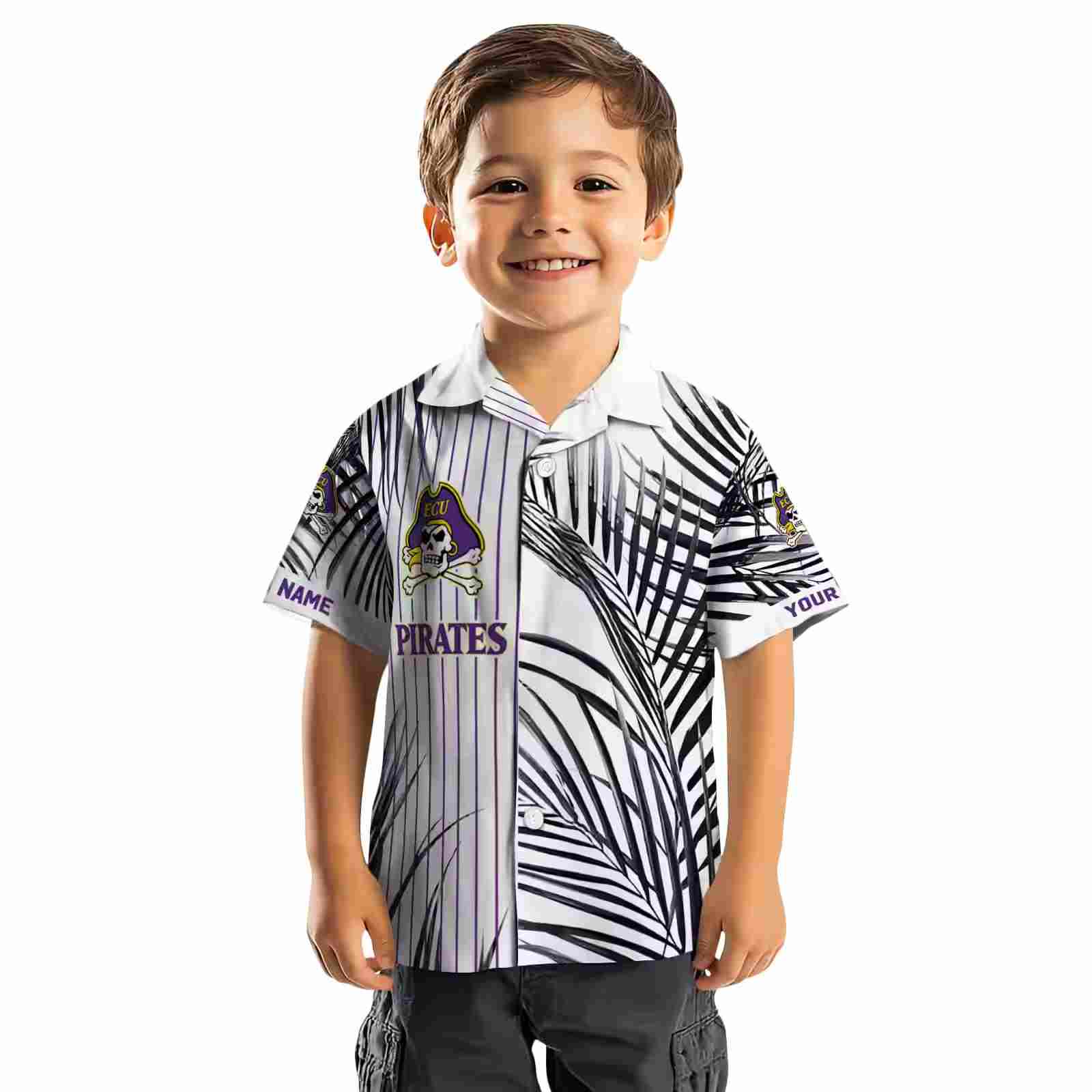 east carolina pirates palm stripes purple black white hawaiian shirt top rated