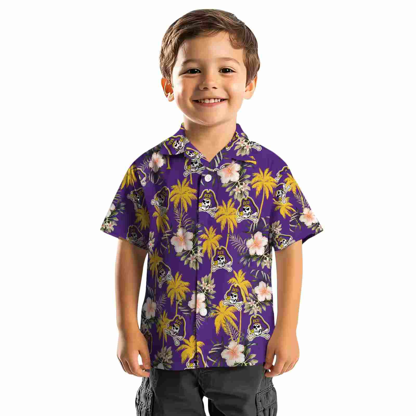 east carolina pirates palm tree flower purple hawaiian shirt top rated