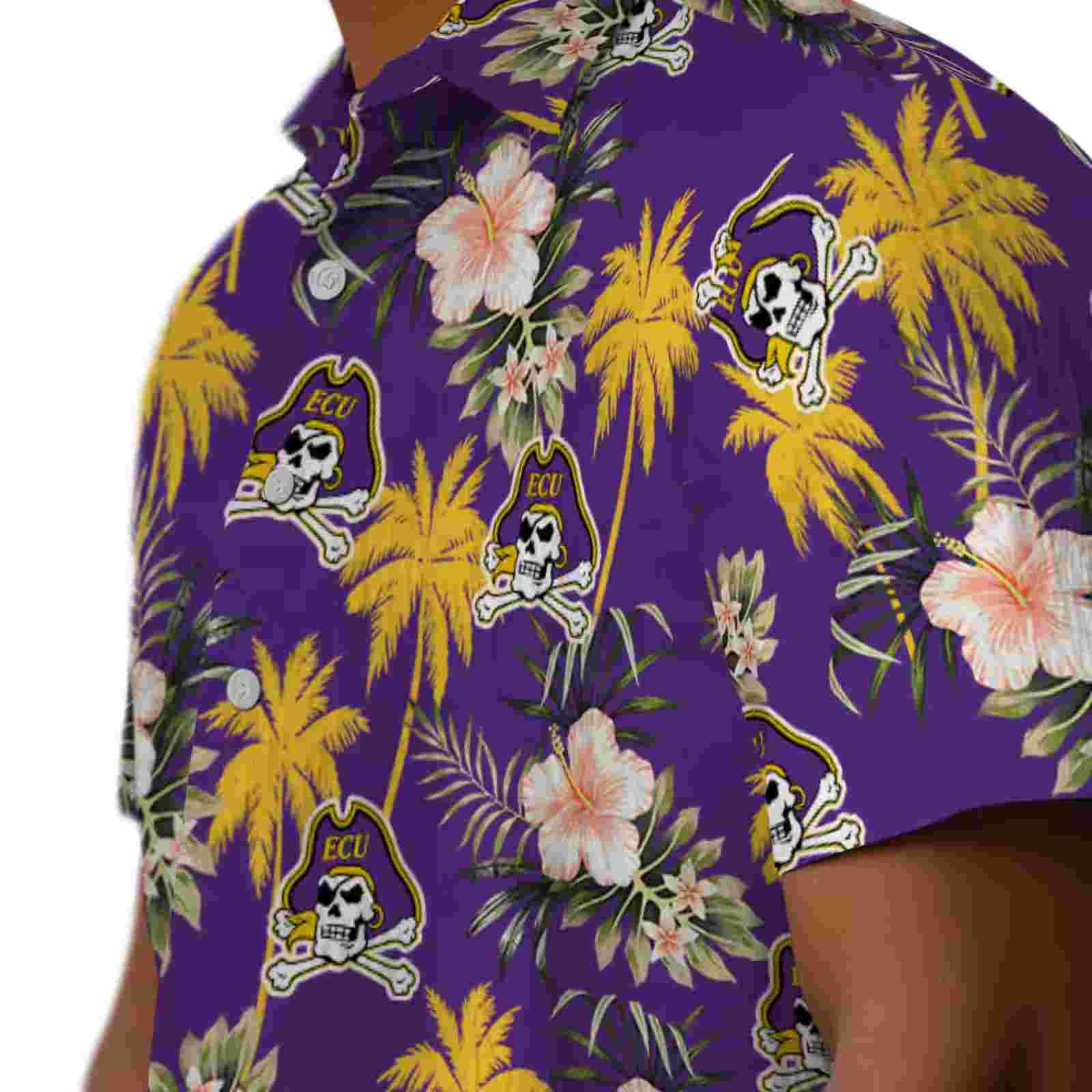 east carolina pirates palm tree flower purple hawaiian shirt trendy