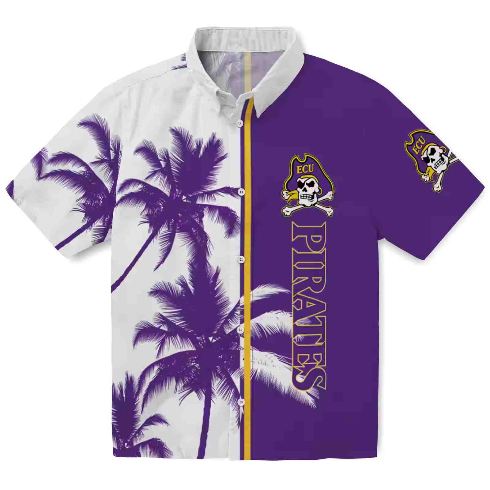 East Carolina Pirates Palm Trees Purple White Hawaiian Shirt