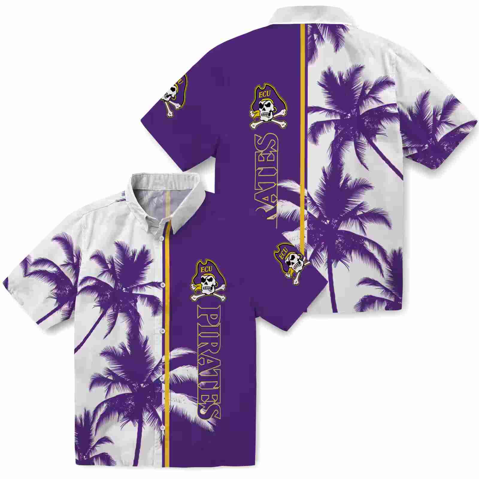 east carolina pirates palm trees purple white hawaiian shirt high quality