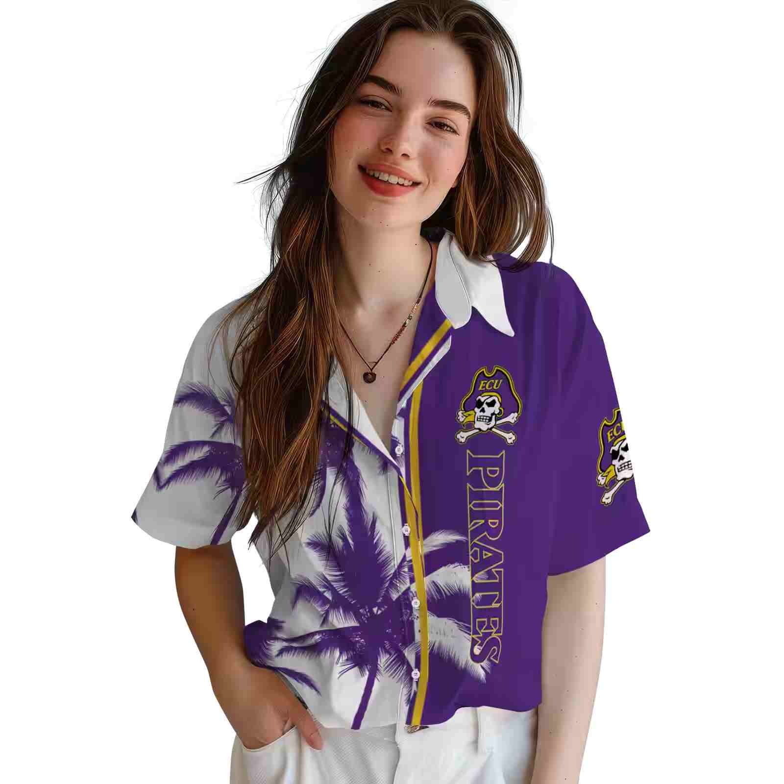 east carolina pirates palm trees purple white hawaiian shirt latest model