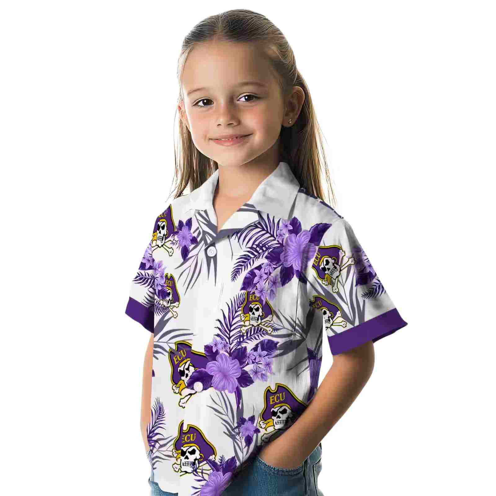 east carolina pirates patriotic hibiscus design purple white hawaiian shirt premium grade