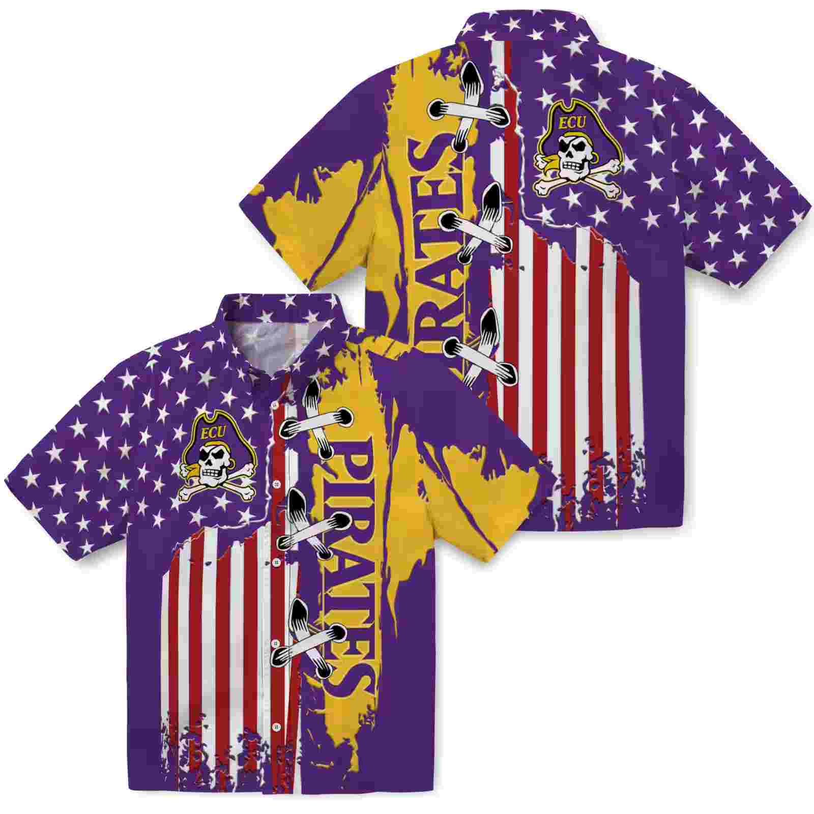 east carolina pirates stitched flag purple hawaiian shirt high quality