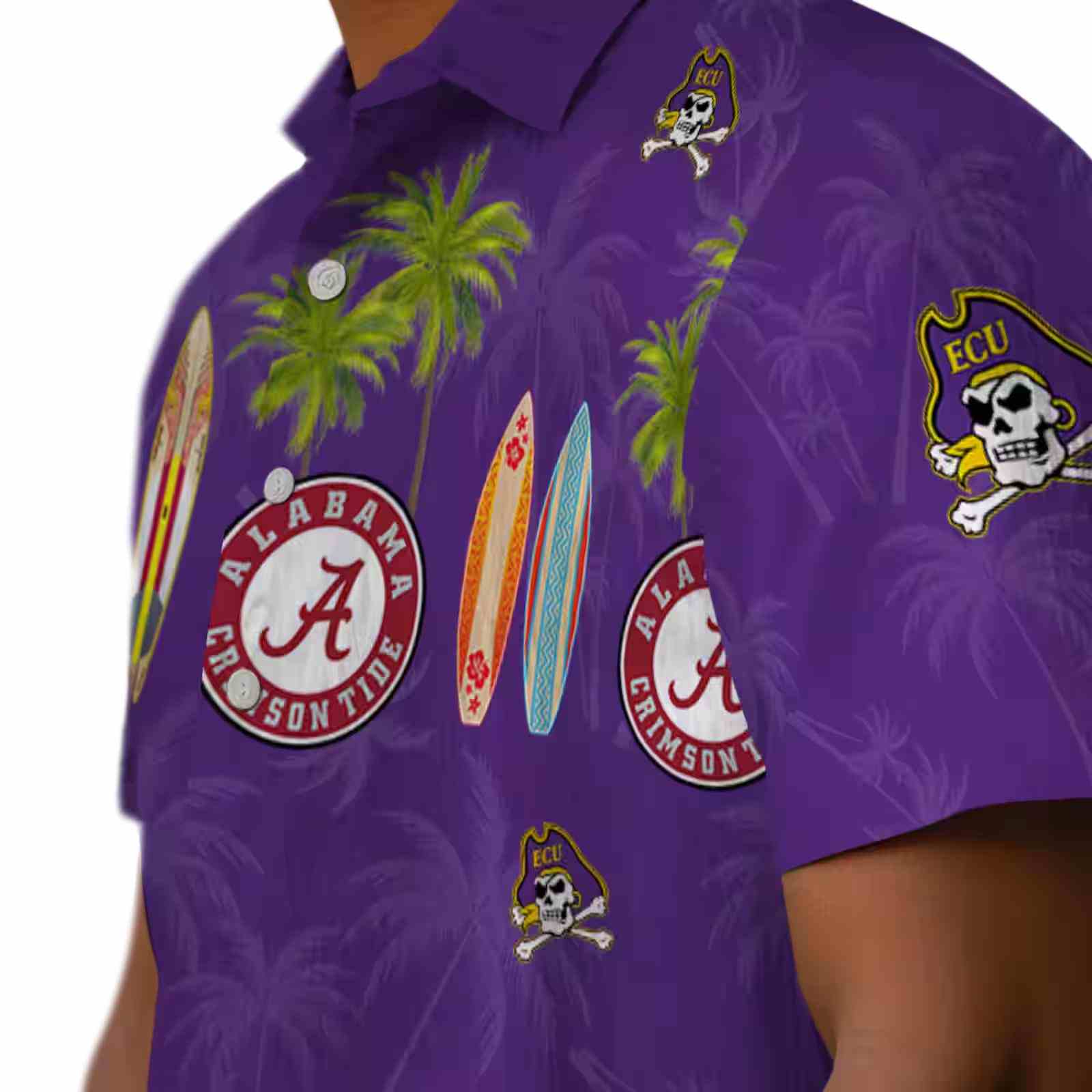 east carolina pirates surfboard palm purple hawaiian shirt trendy