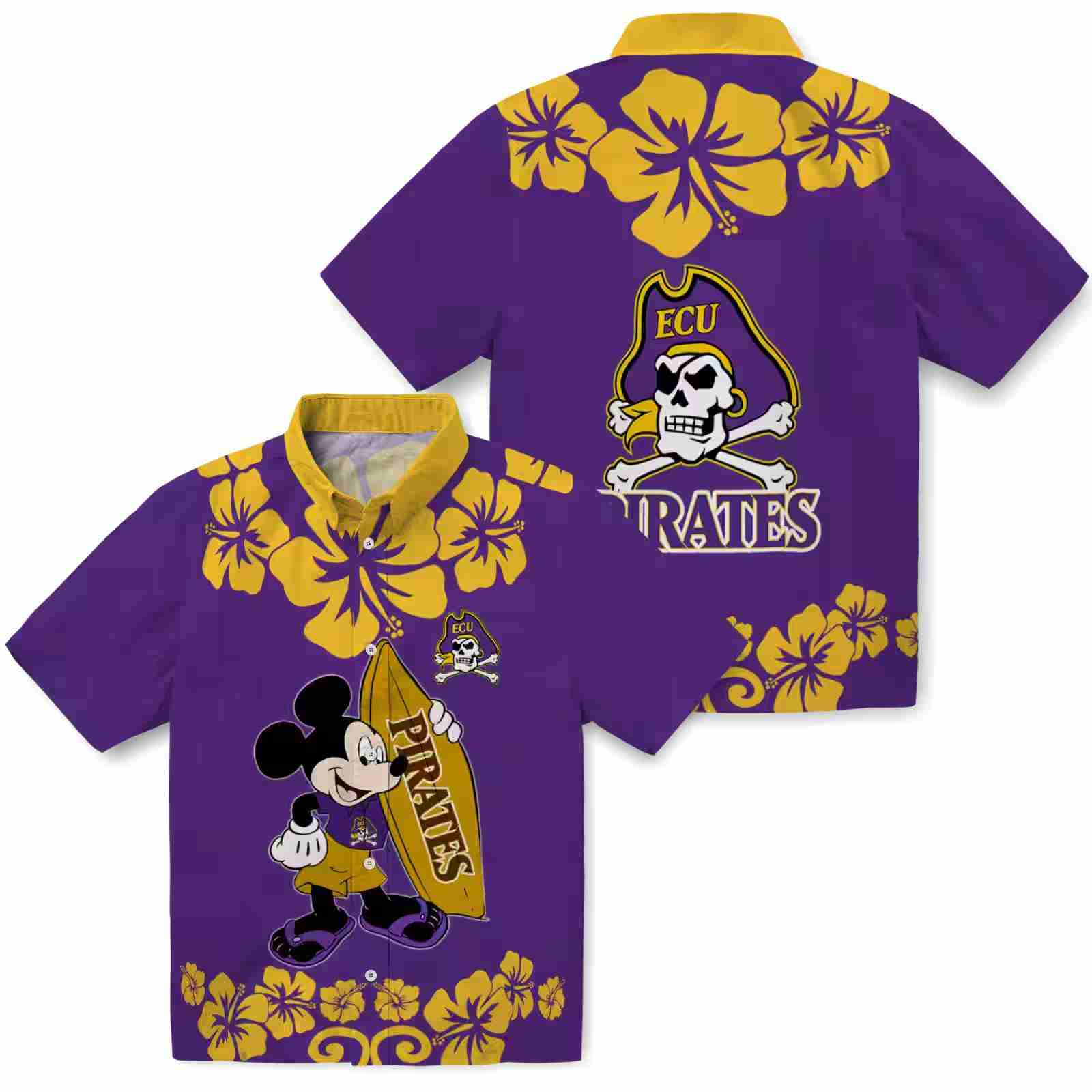 east carolina pirates surfing mickey purple hawaiian shirt high quality