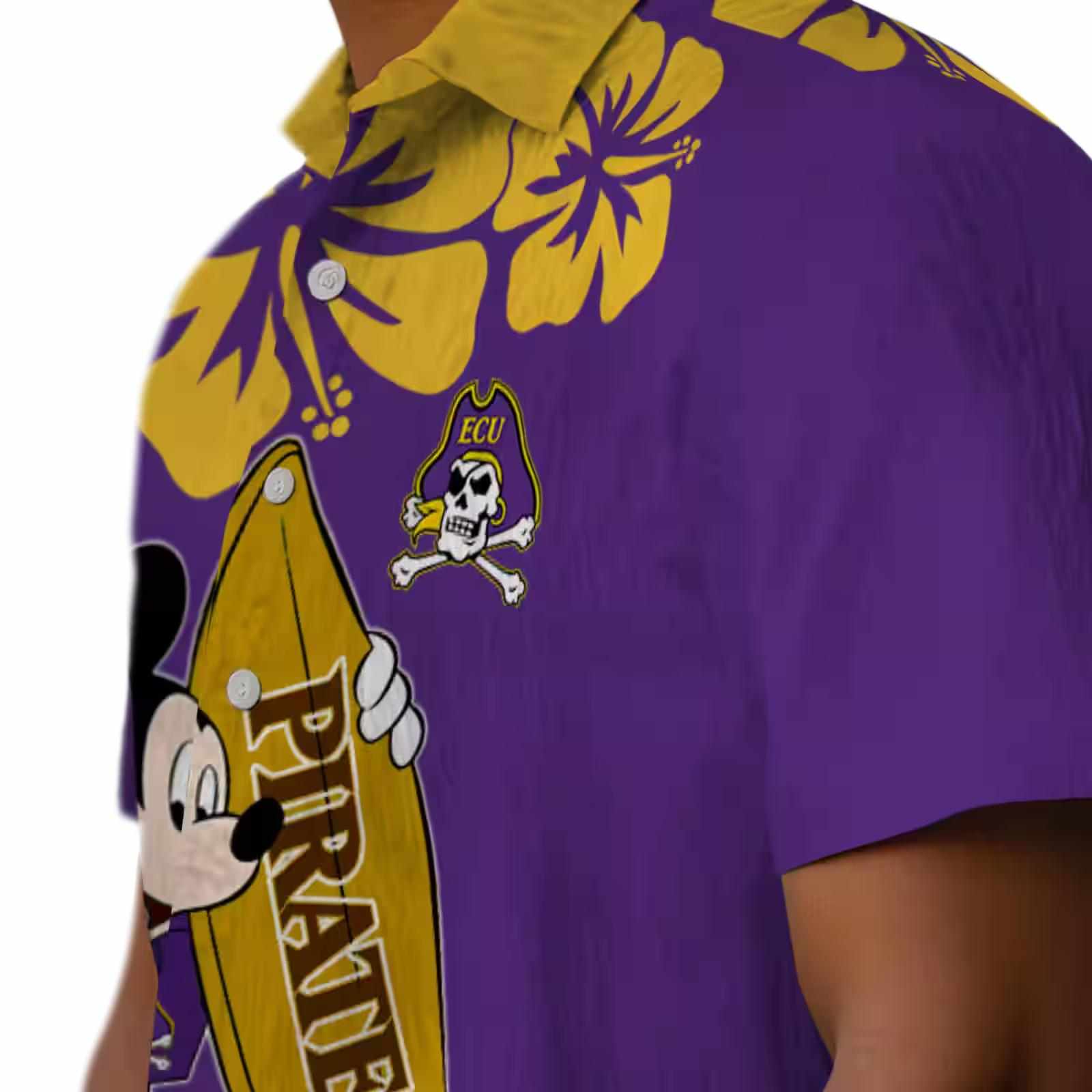 east carolina pirates surfing mickey purple hawaiian shirt trendy