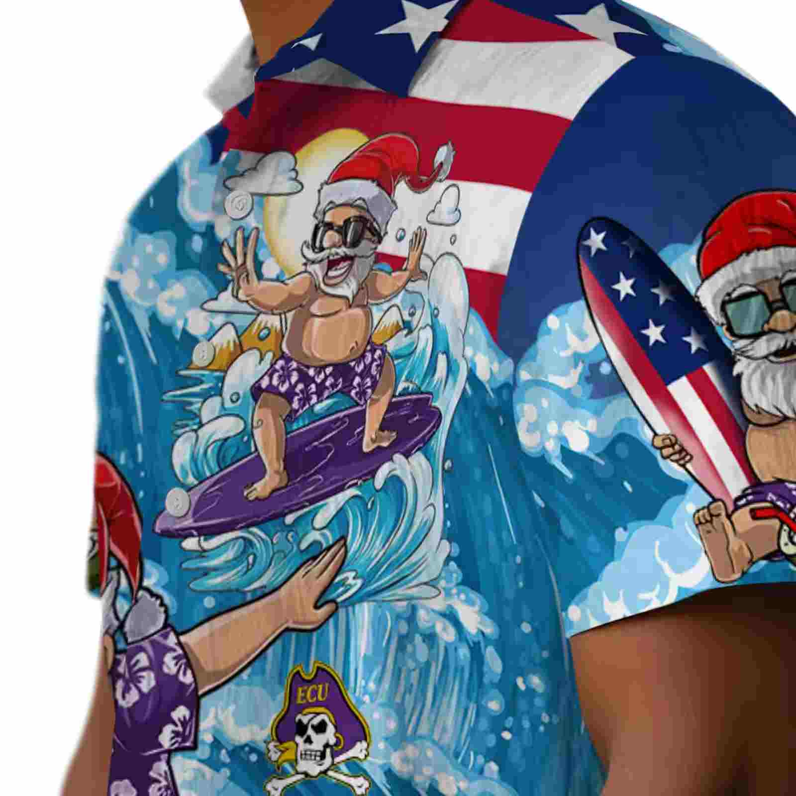 east carolina pirates surfing santa blue hawaiian shirt trendy