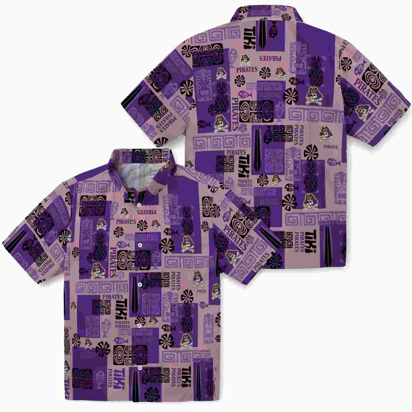 east carolina pirates tribal symbols purple hawaiian shirt high quality