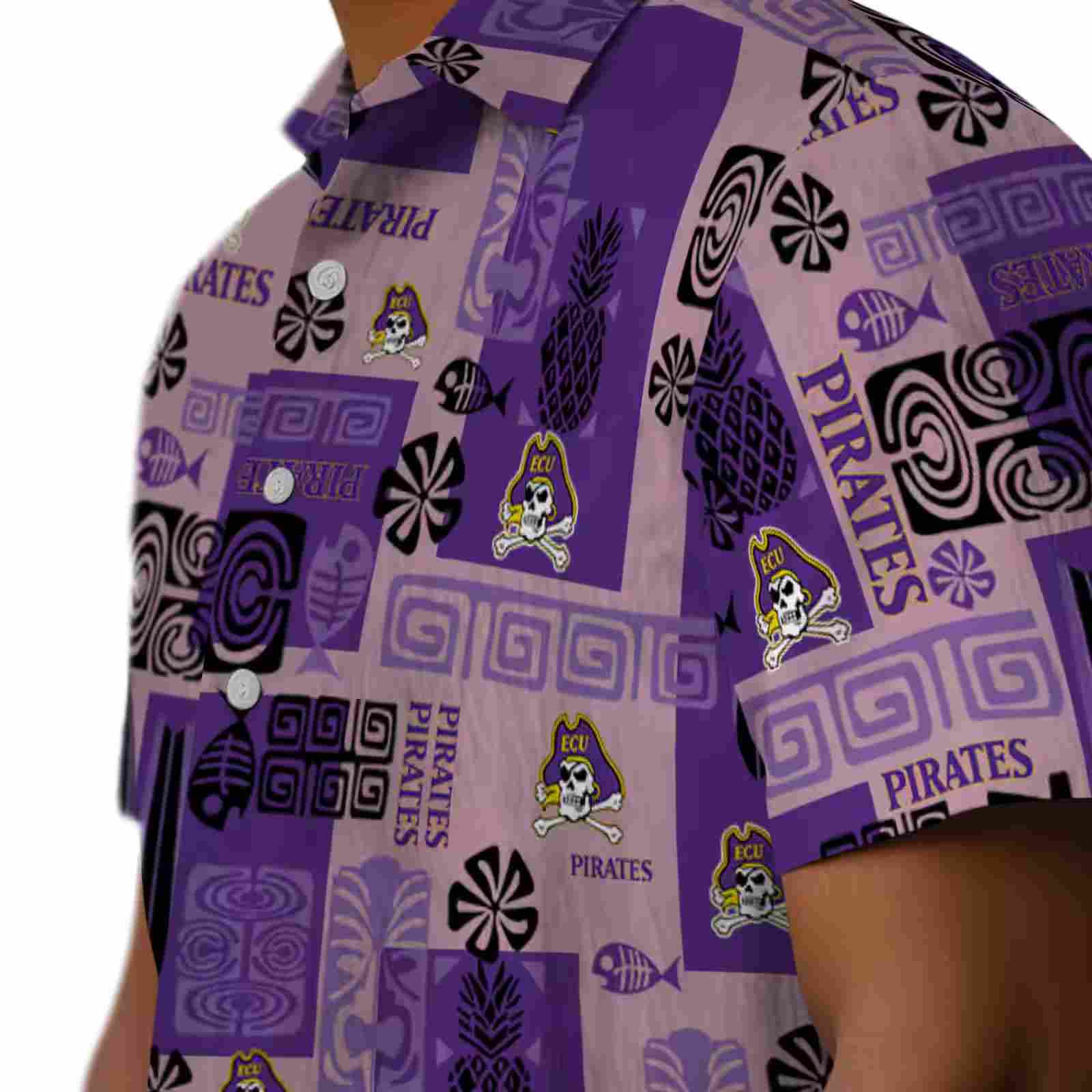 east carolina pirates tribal symbols purple hawaiian shirt trendy