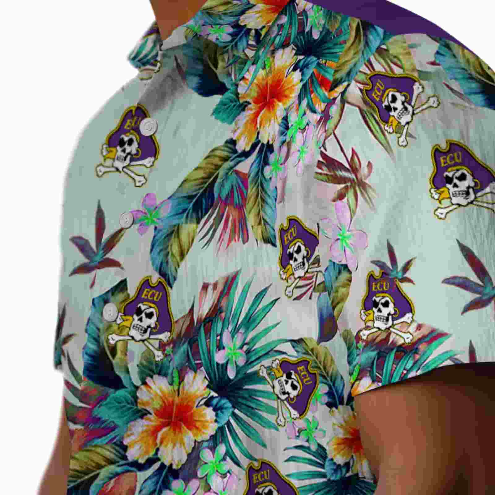 east carolina pirates tropical foliage green hawaiian shirt trendy